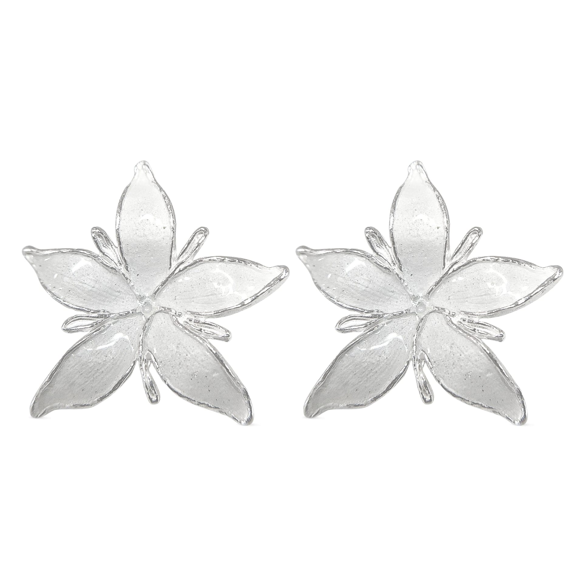 Aretes Flor de café maxi en plata esmaltada - imagen 2