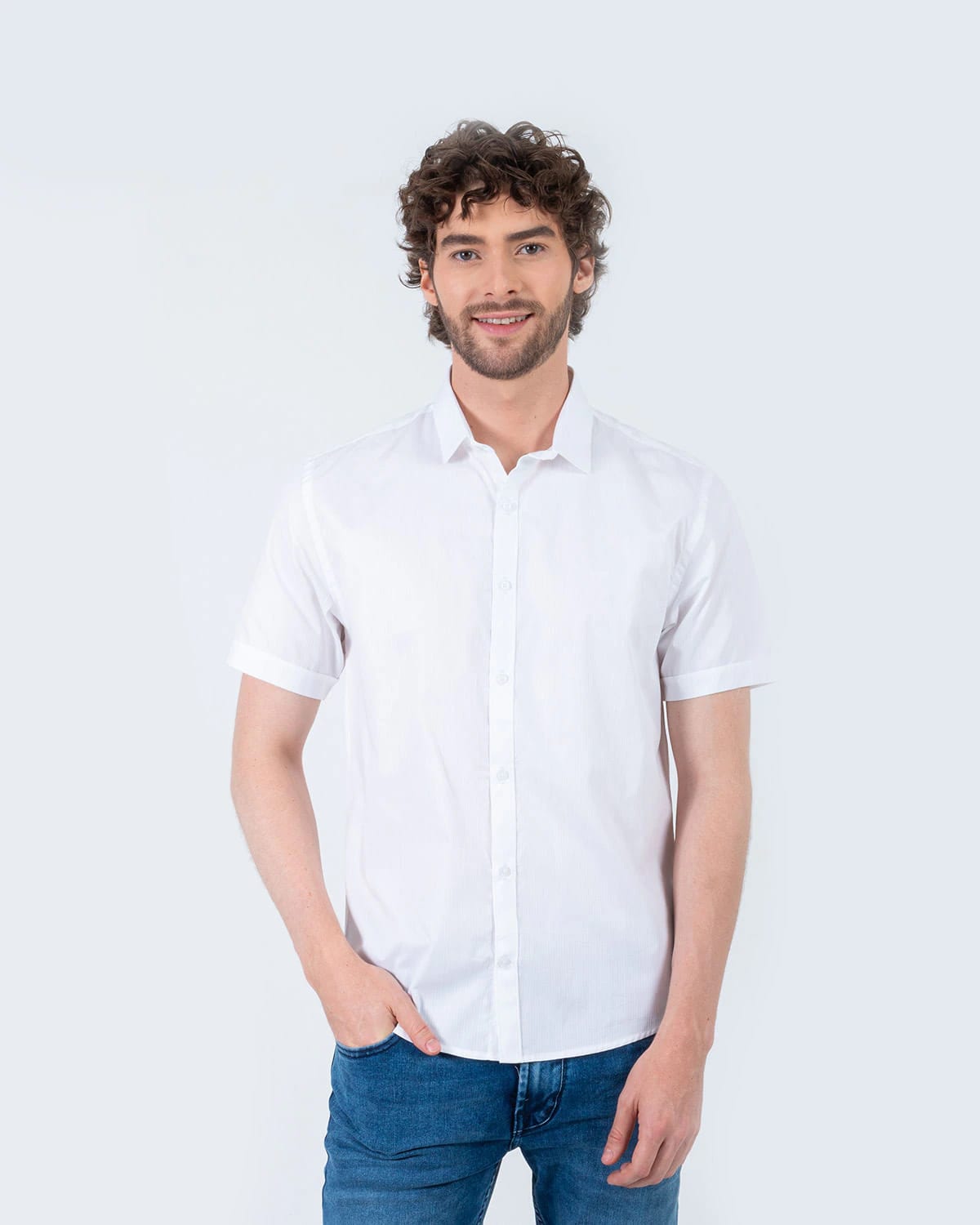 Camisa blanca manga corta para hombre - imagen 69