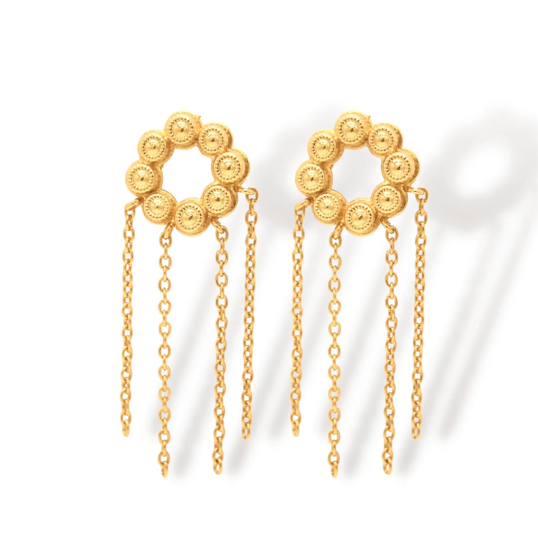 Aretes de coronas circulares con cadenas - imagen 1