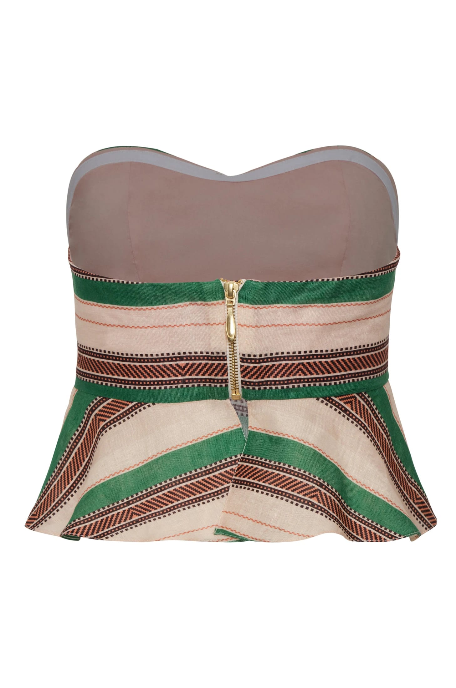 Peplum Linen Top / Green Artisanal Stripes - imagen 3