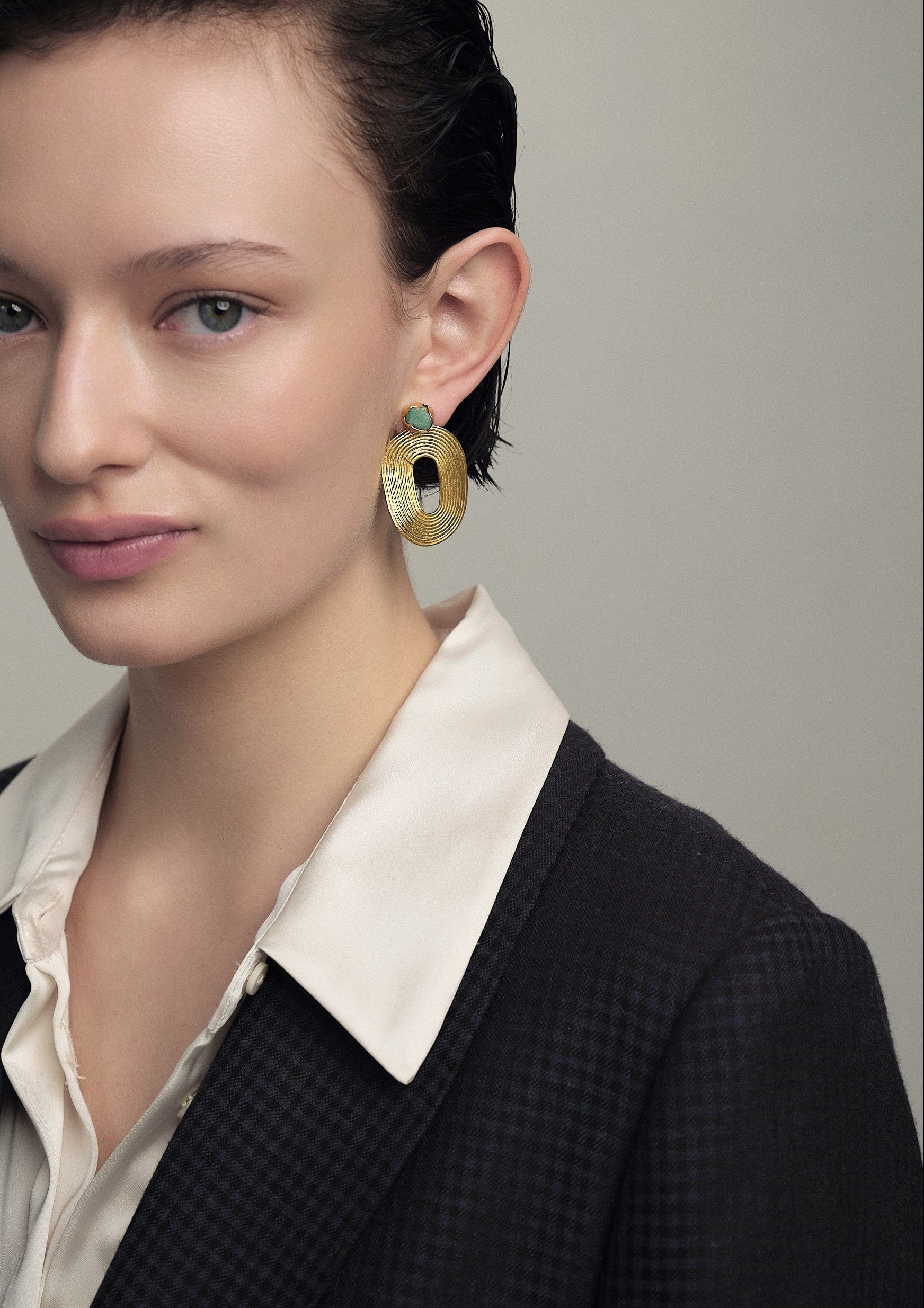 Aretes Front Back Waves Esmeralda - imagen 3