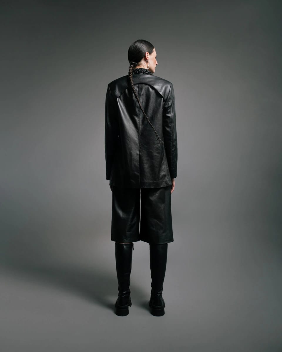 MACRAME LAPEL LEATHER BLAZER - imagen 4