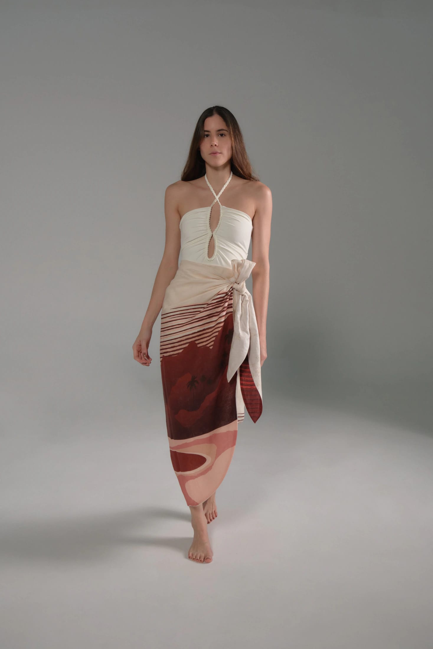 Mapara Linen Skirt / Red Tropical Landscape - imagen 2