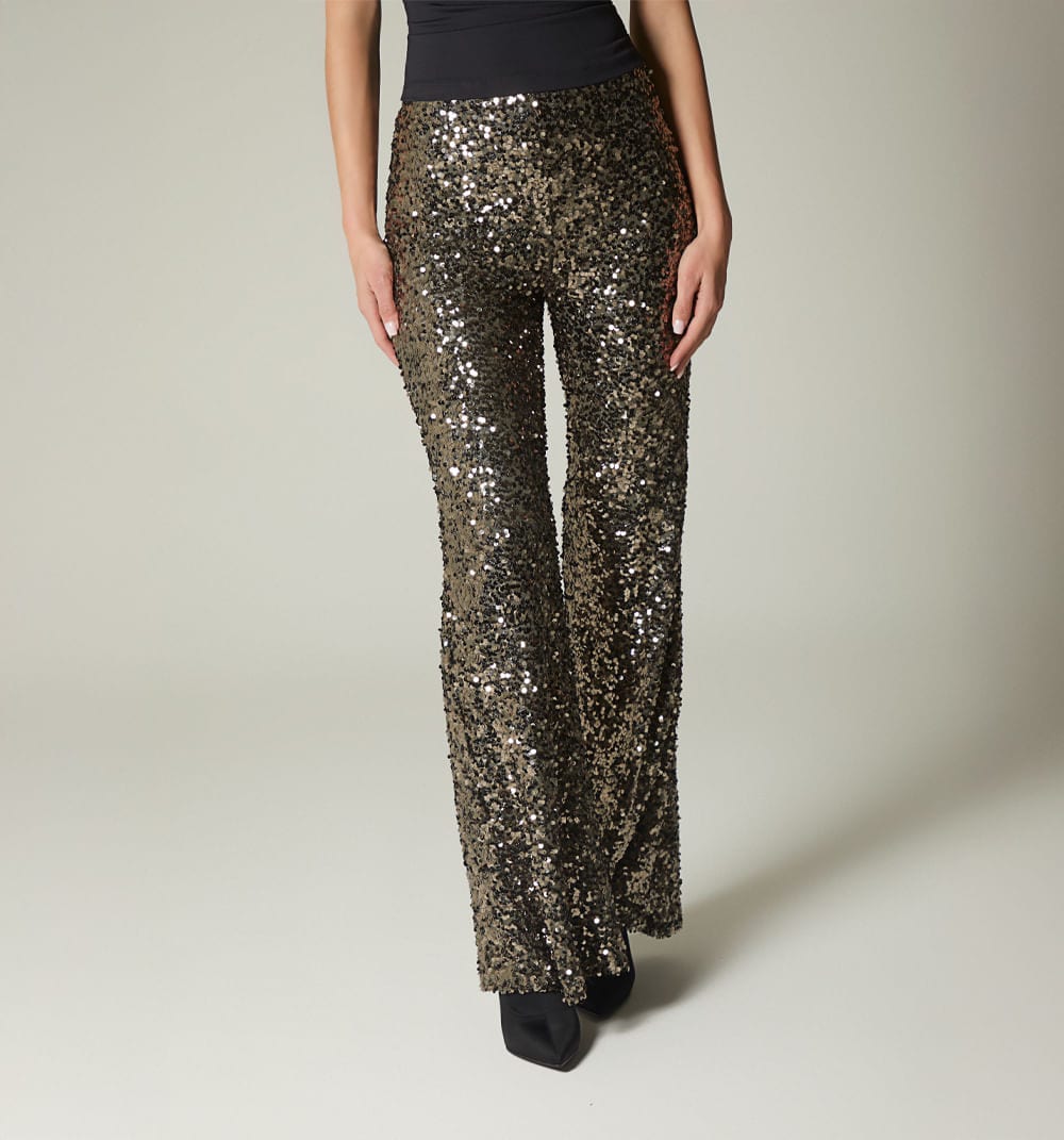 Pantalón palazzo tiro alto lentejuela - imagen 2