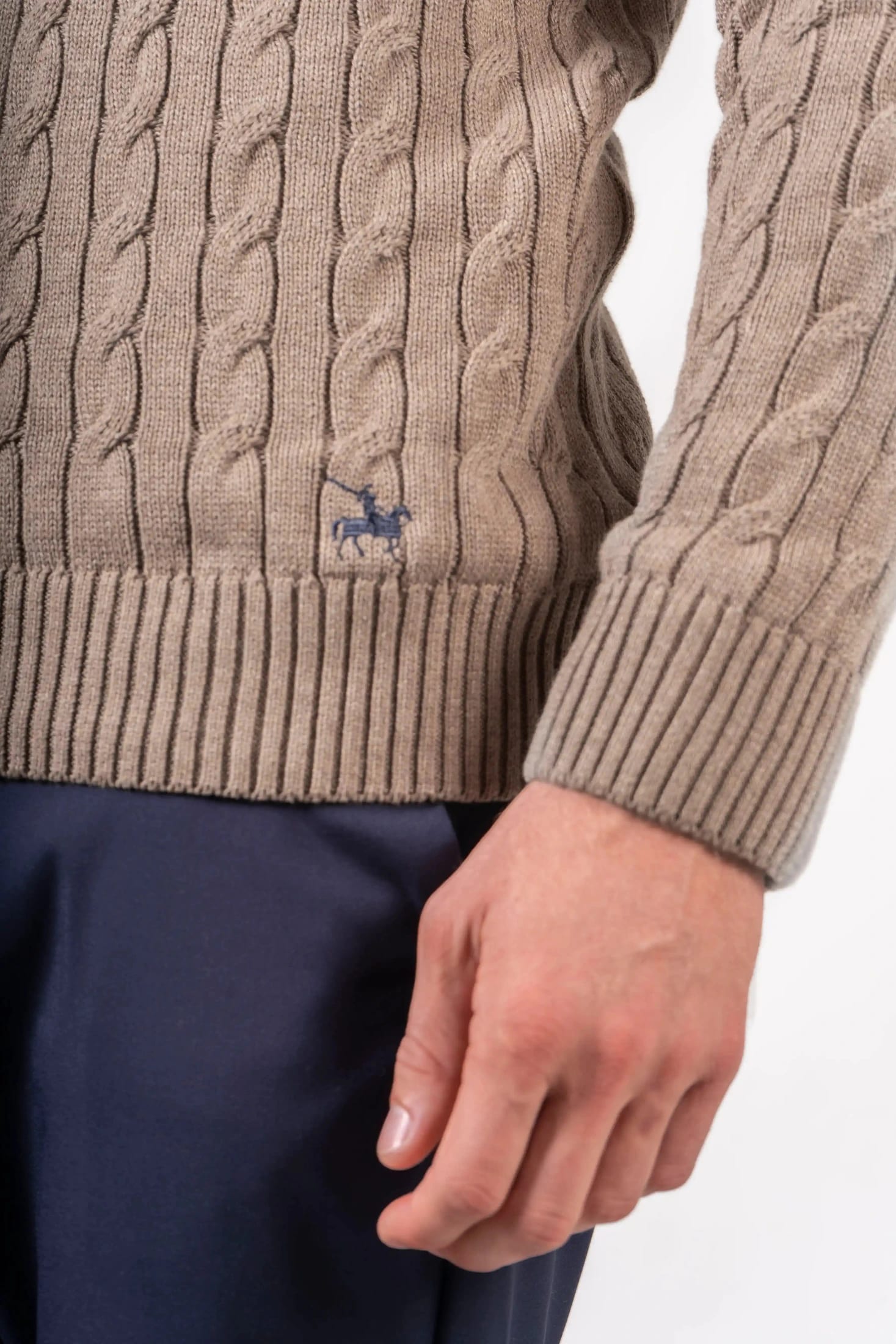 Suéter Halfzip Trenzado Hombre Camel - imagen 3