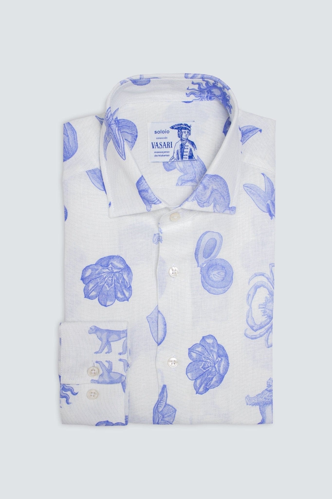 Men's linen shirt white mezzotinta - imagen 6