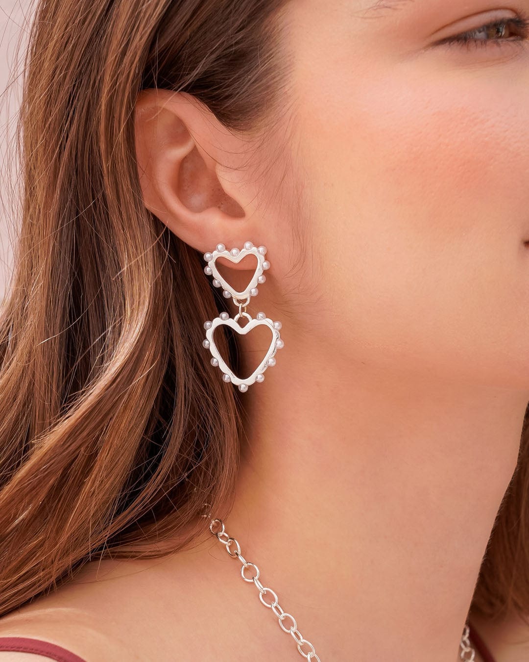 Aretes Corazón Perla - imagen 1