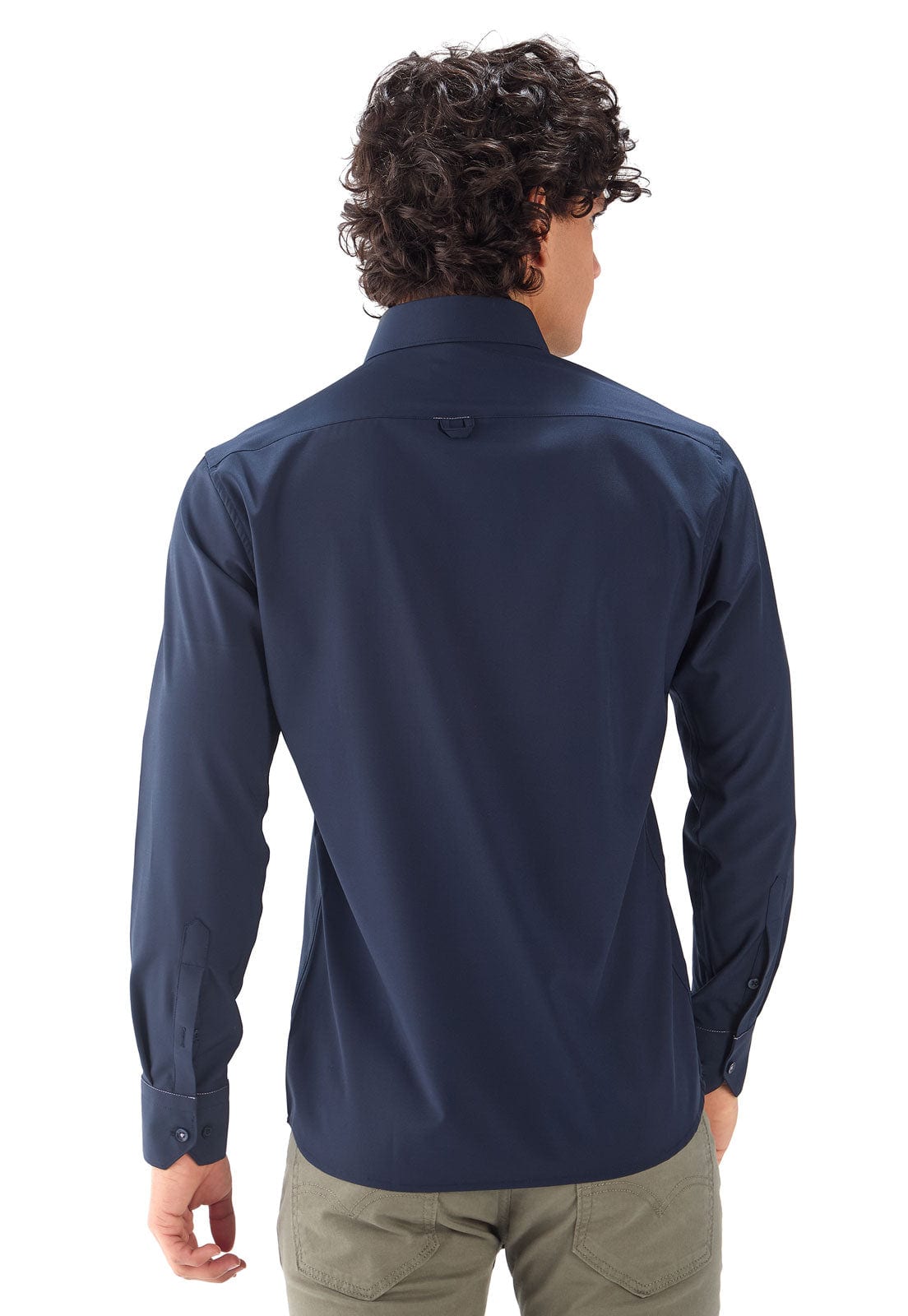 Camisa manga larga azul oscura con bolsillo - imagen 2
