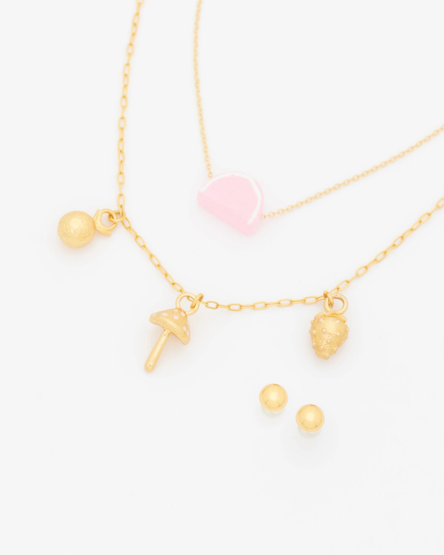 Set X2 Collares Frutas + Aretes - imagen 1