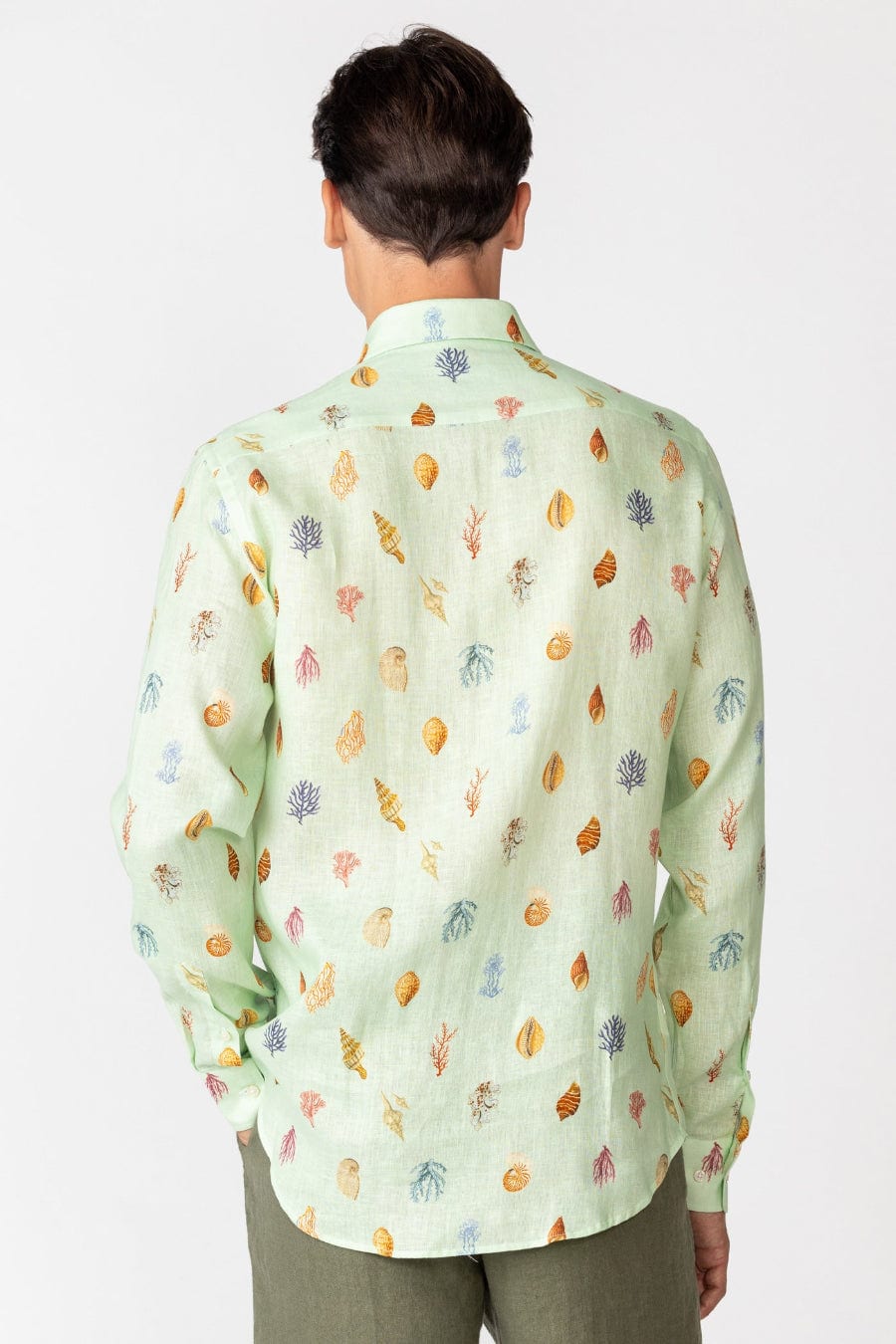 Men's linen shirt sky blue albatros - imagen 4