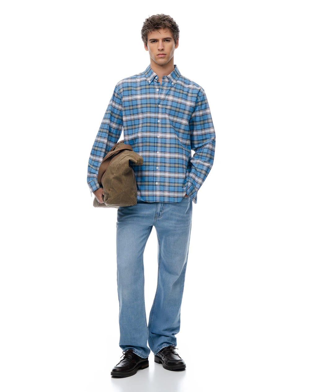 Camisa manga larga regular algodón cuadros hombre - imagen 5