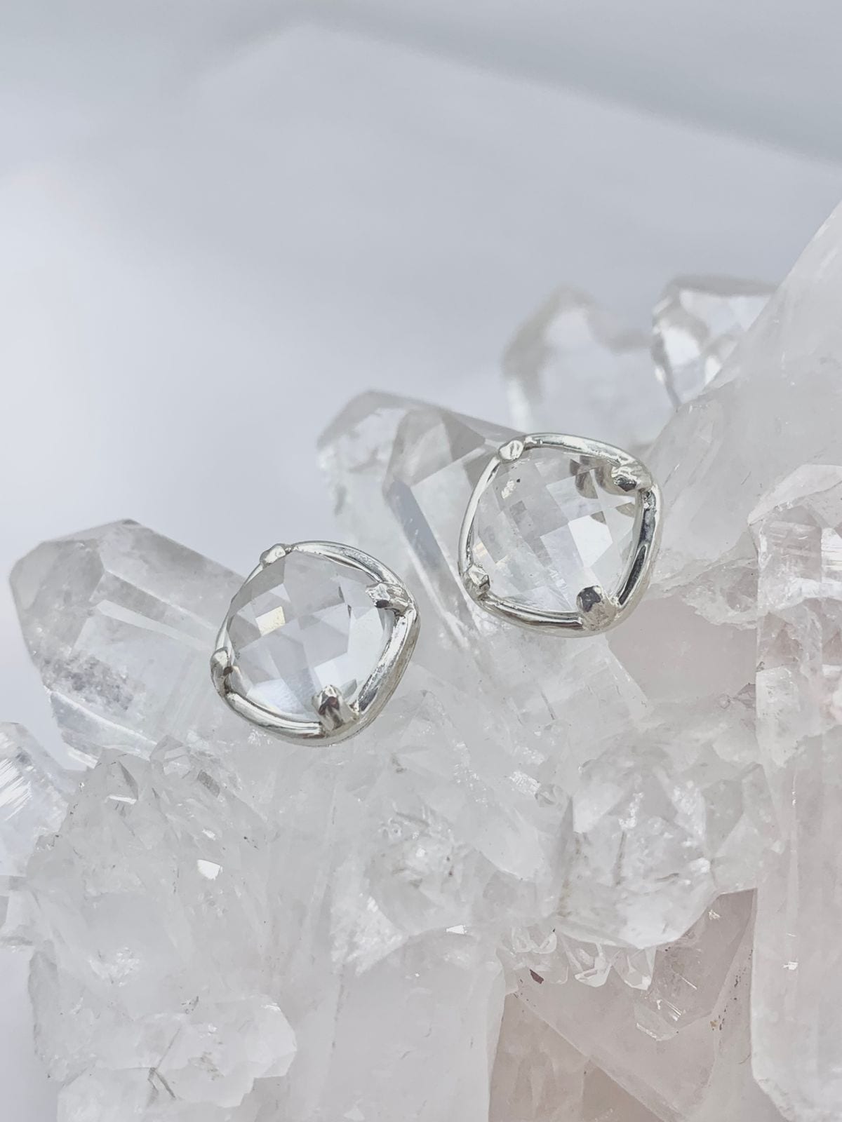 Aretes cuarzo Transparente cuadrados - imagen 1