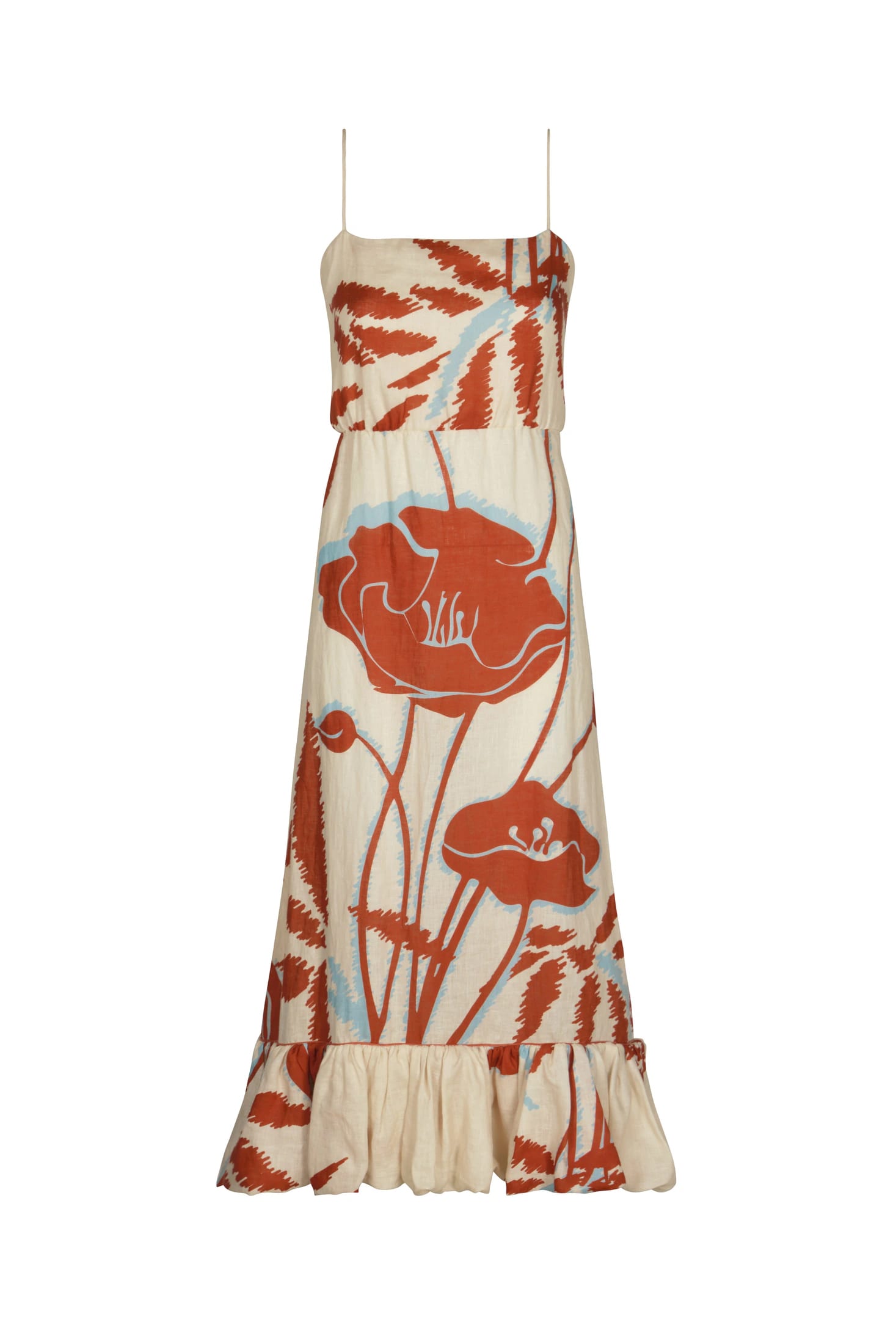 Madeira Linen Midi Dress / Ecru - Orange Gladiolos - imagen 2