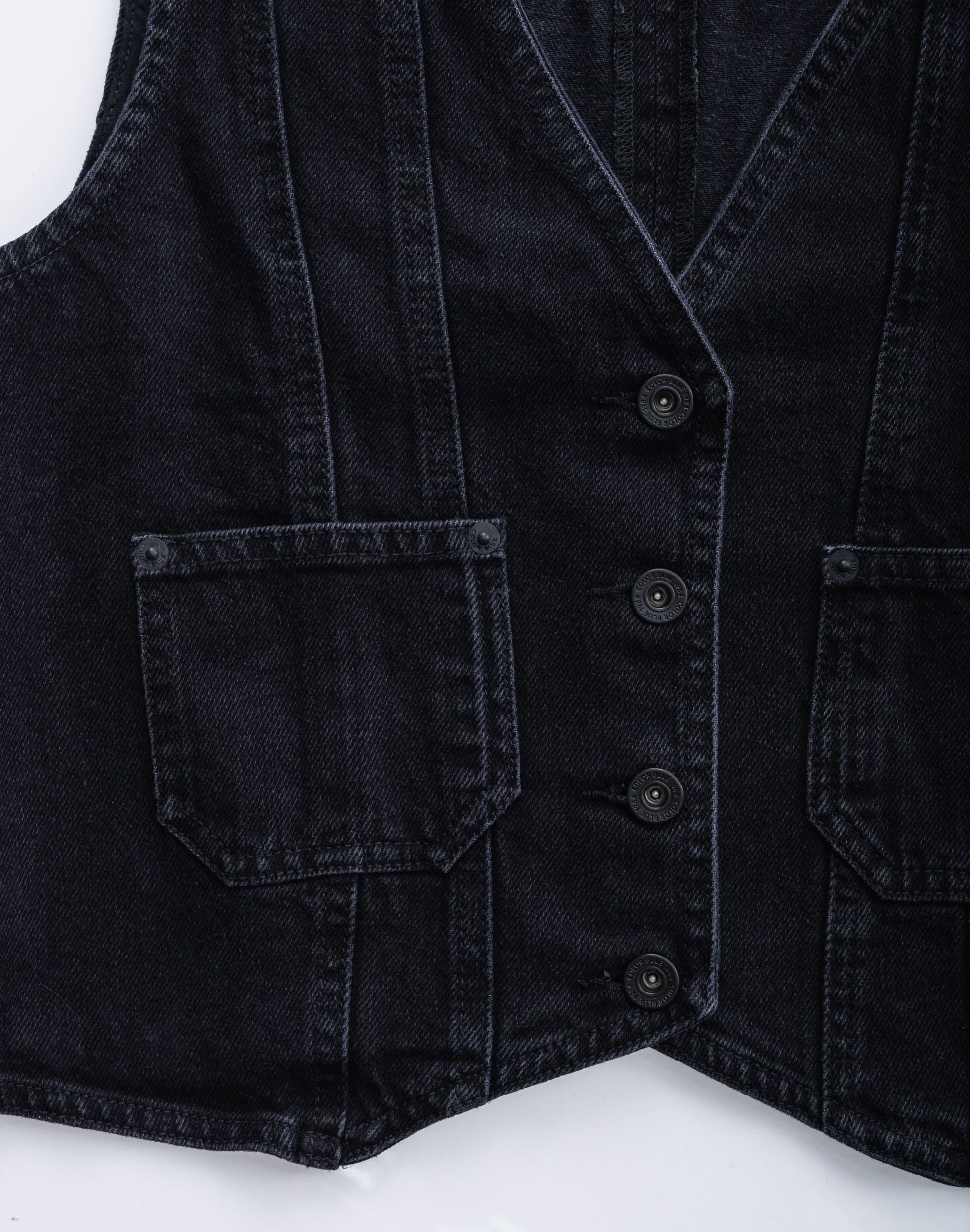 Chaleco Denim Negro Con Bolsillos - imagen 5