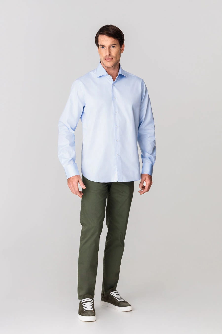Men's italian cotton shirt light blue - imagen 1