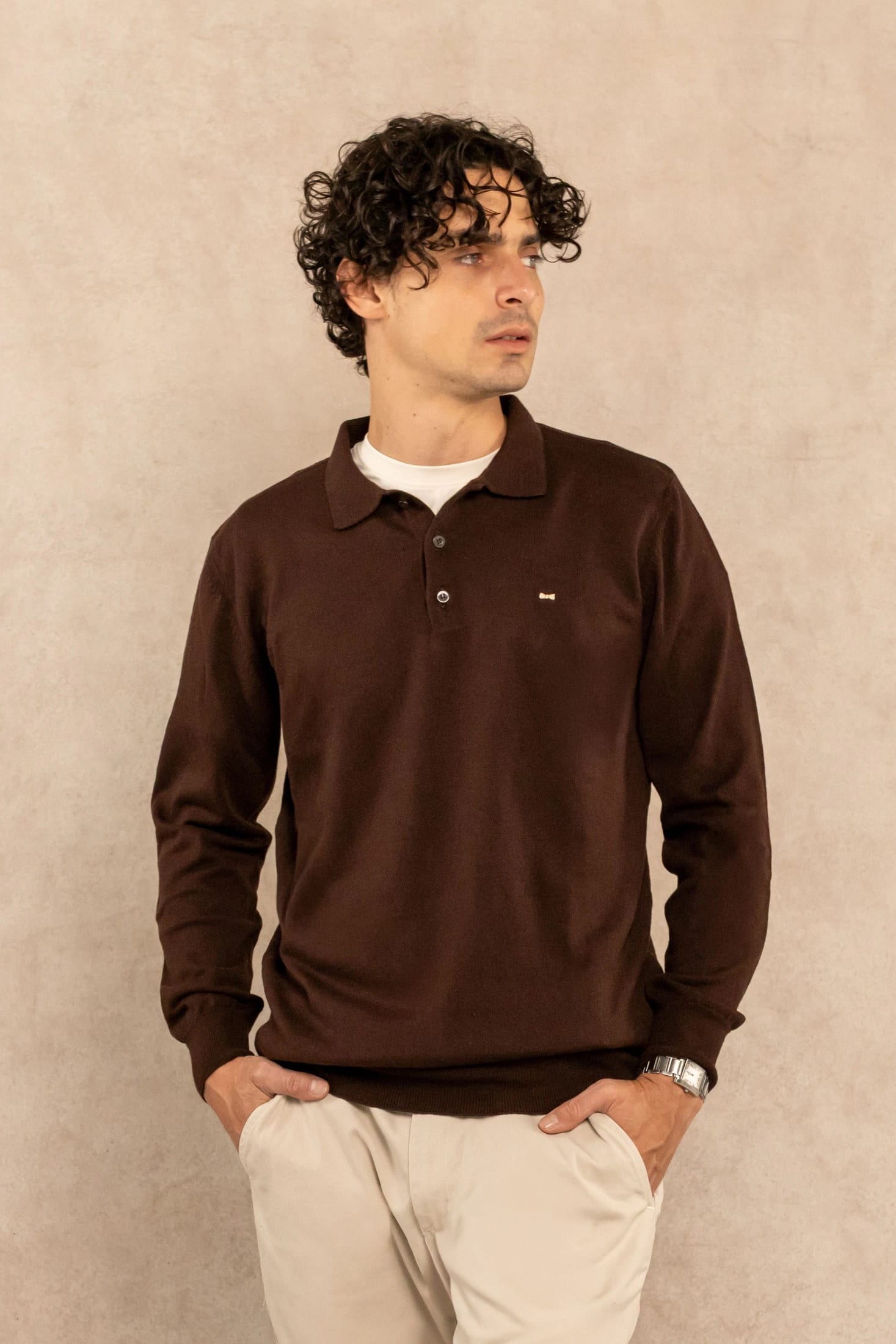 Polo Tejido Manga Larga Espresso - imagen 1