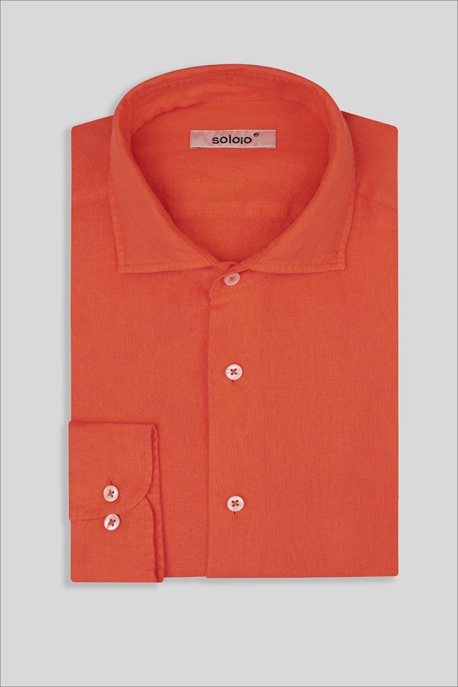 Men's linen shirt strong orange - imagen 4