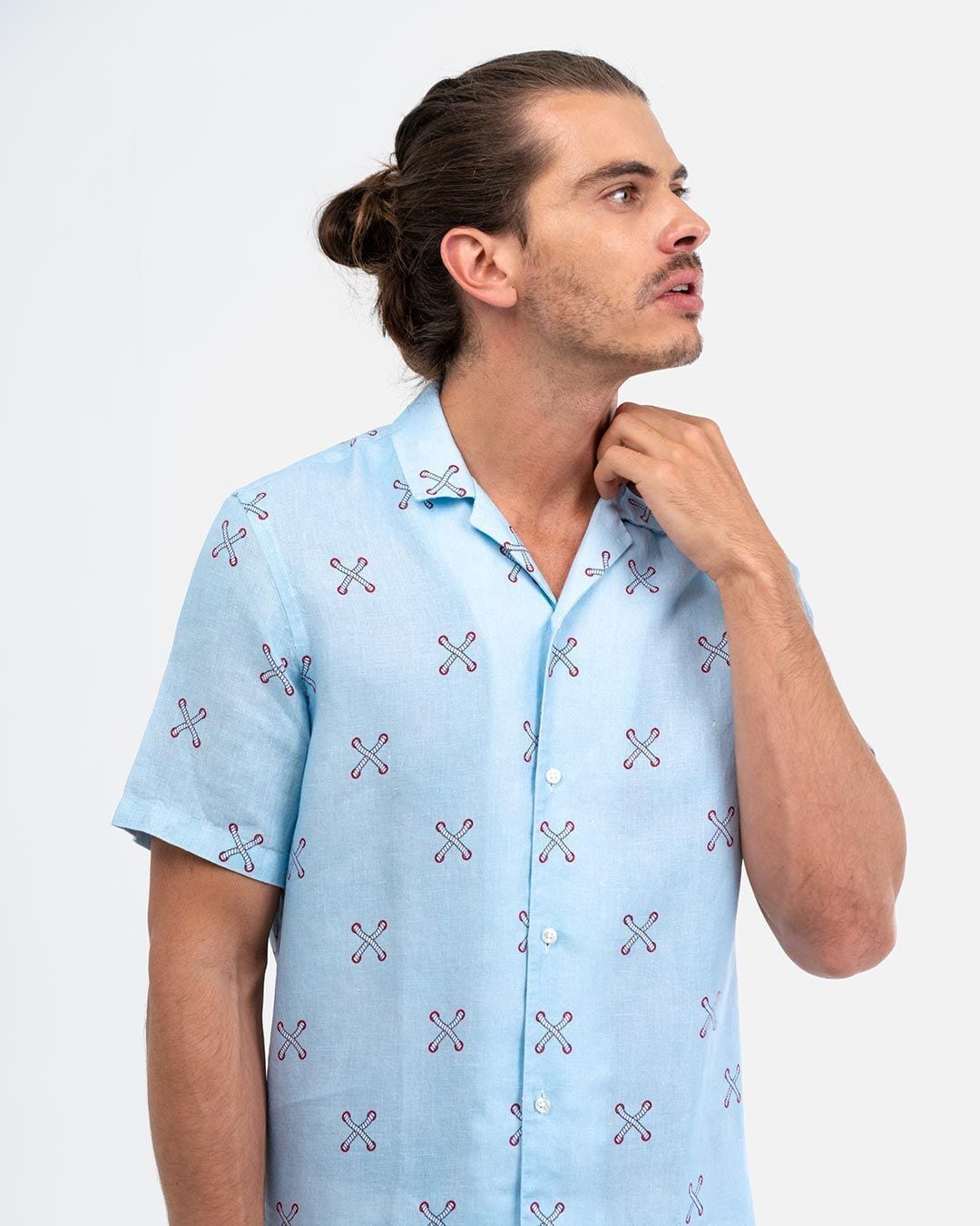 Men's large strings linen shirt - imagen 3
