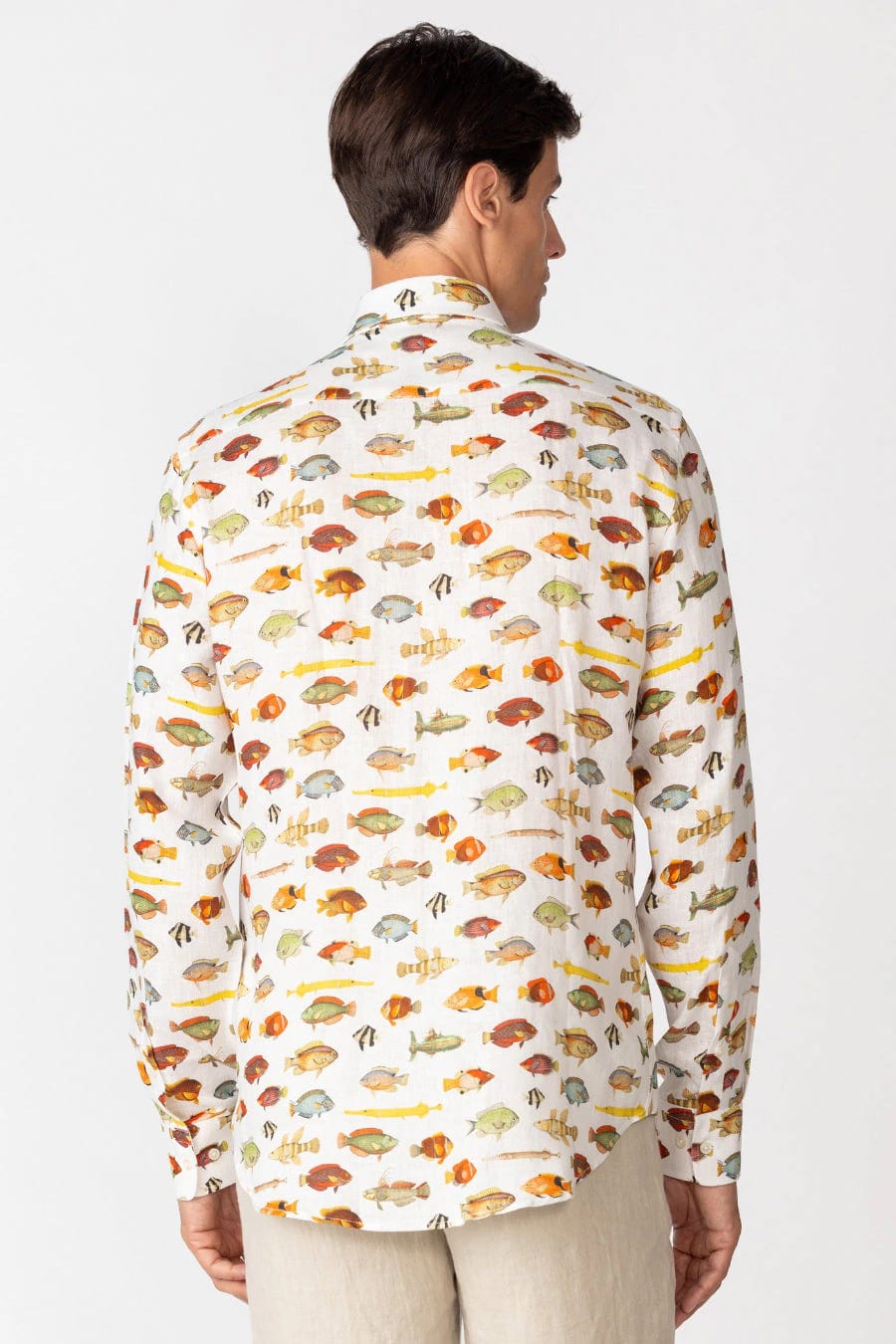 Men's linen shirt white nemo - imagen 4