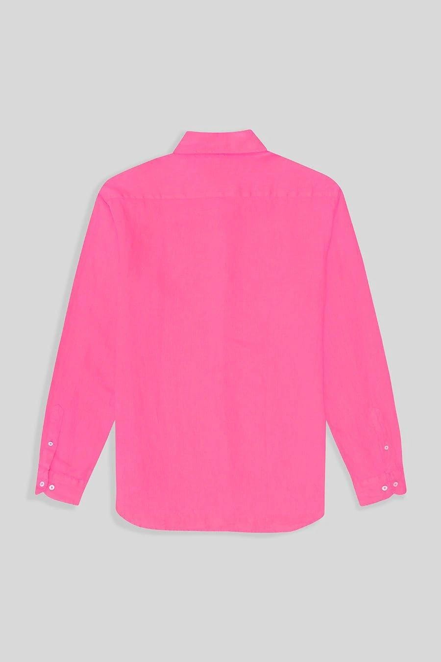 Men's linen shirt bright pink basic - imagen 3