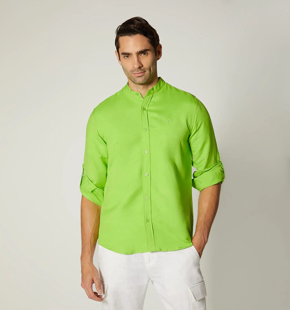 Camisa para hombre en lino cuello nerú m - imagen 5