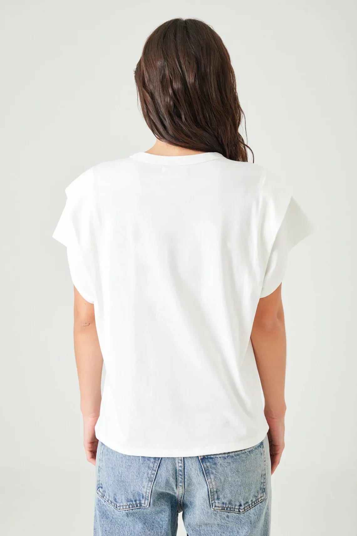 Camiseta relaxed fit bolero en hombro en blanco para mujer - imagen 5