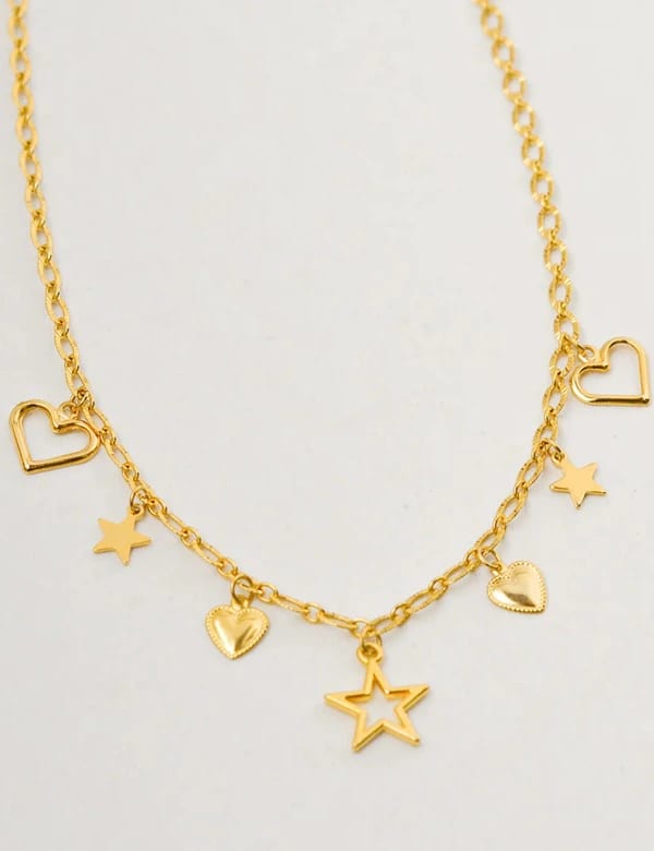 Collar Mini Dijes Estrellas Y Corazones Dorado - imagen 2