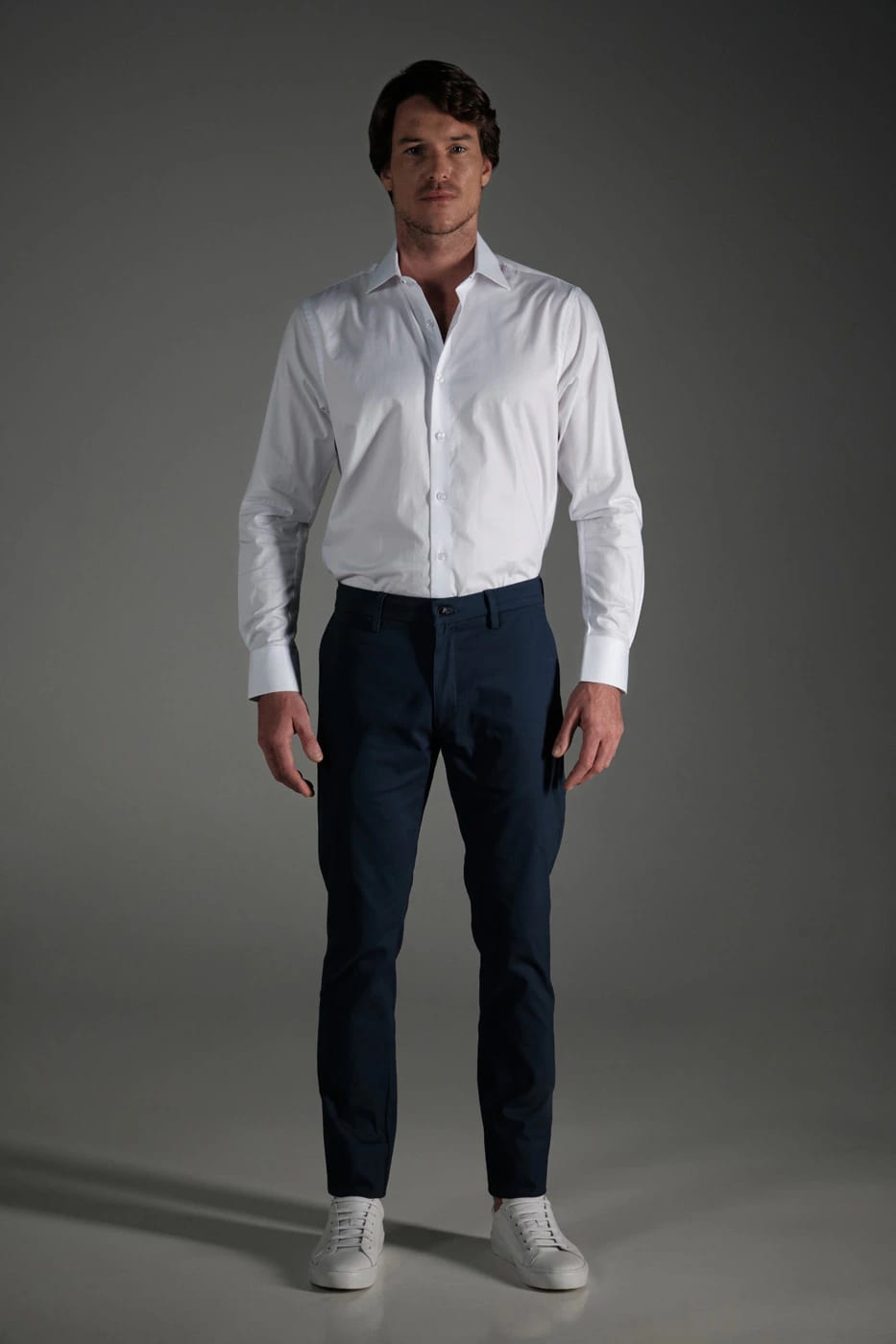 Camisa Classic Algodón Blanco Ojal Azul - imagen 2