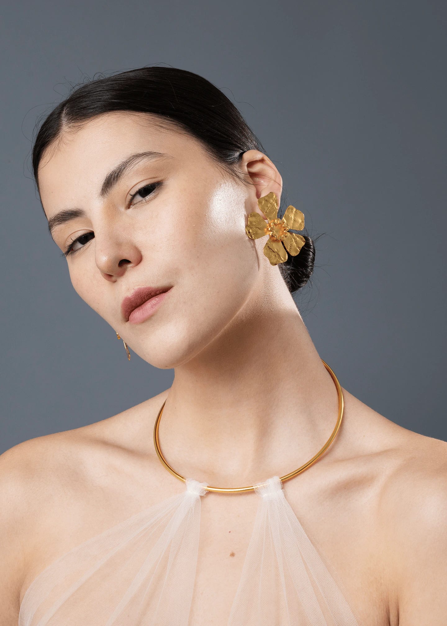Aretes Aurora Maxi x Lyenzo Dorados - imagen 2