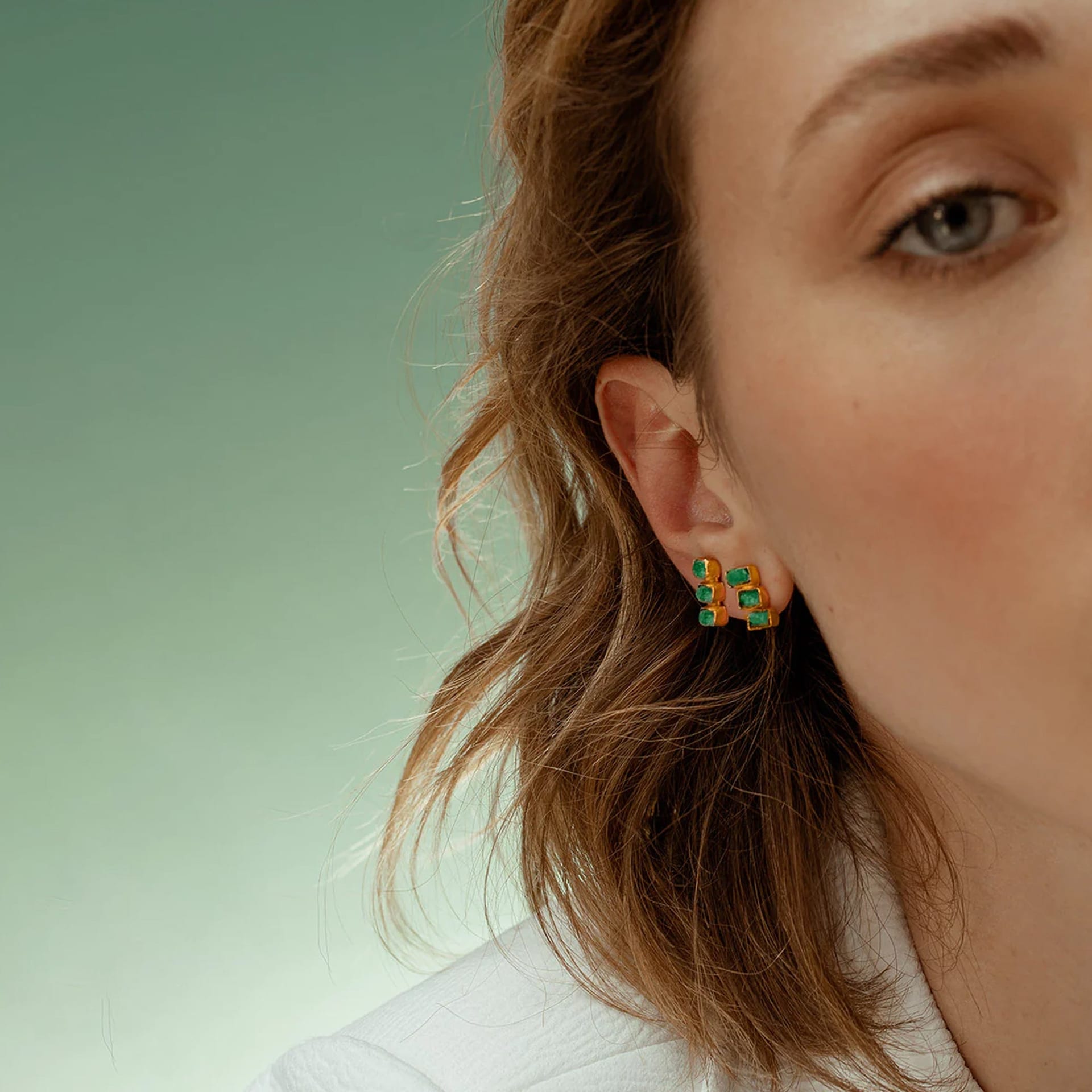 ARETES MAYA 3 PIEDRAS - imagen 2