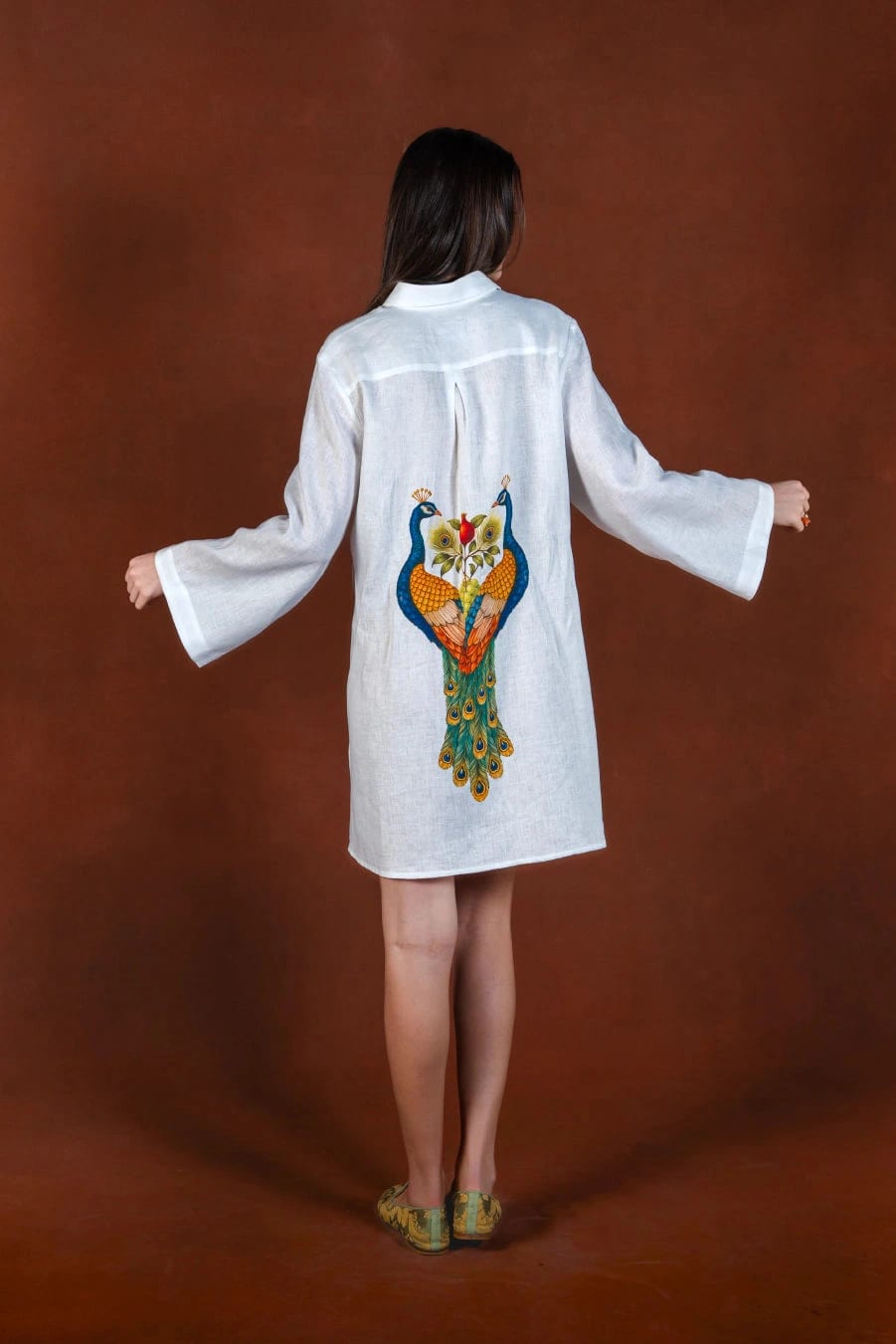 Women's Magnalia linen shirt dress white - imagen 1