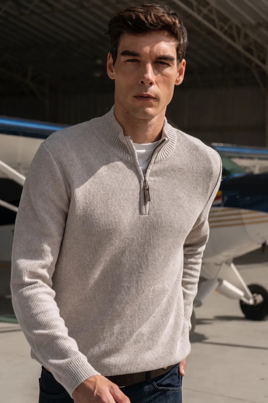 Suéter Halfzip Honey Hombre Arena - imagen 3