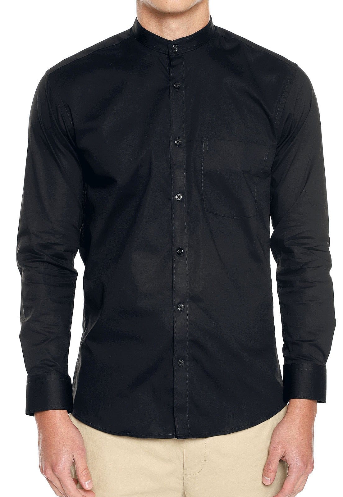 Camisa cuello nerú negra slimfit - imagen 3