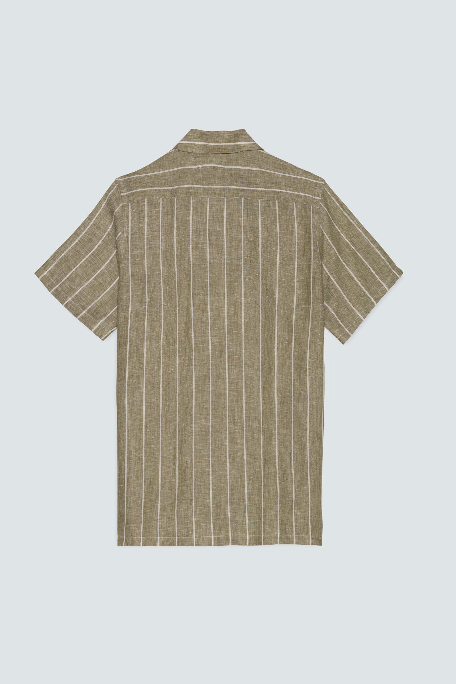 Men's linen shirt striped green - imagen 2