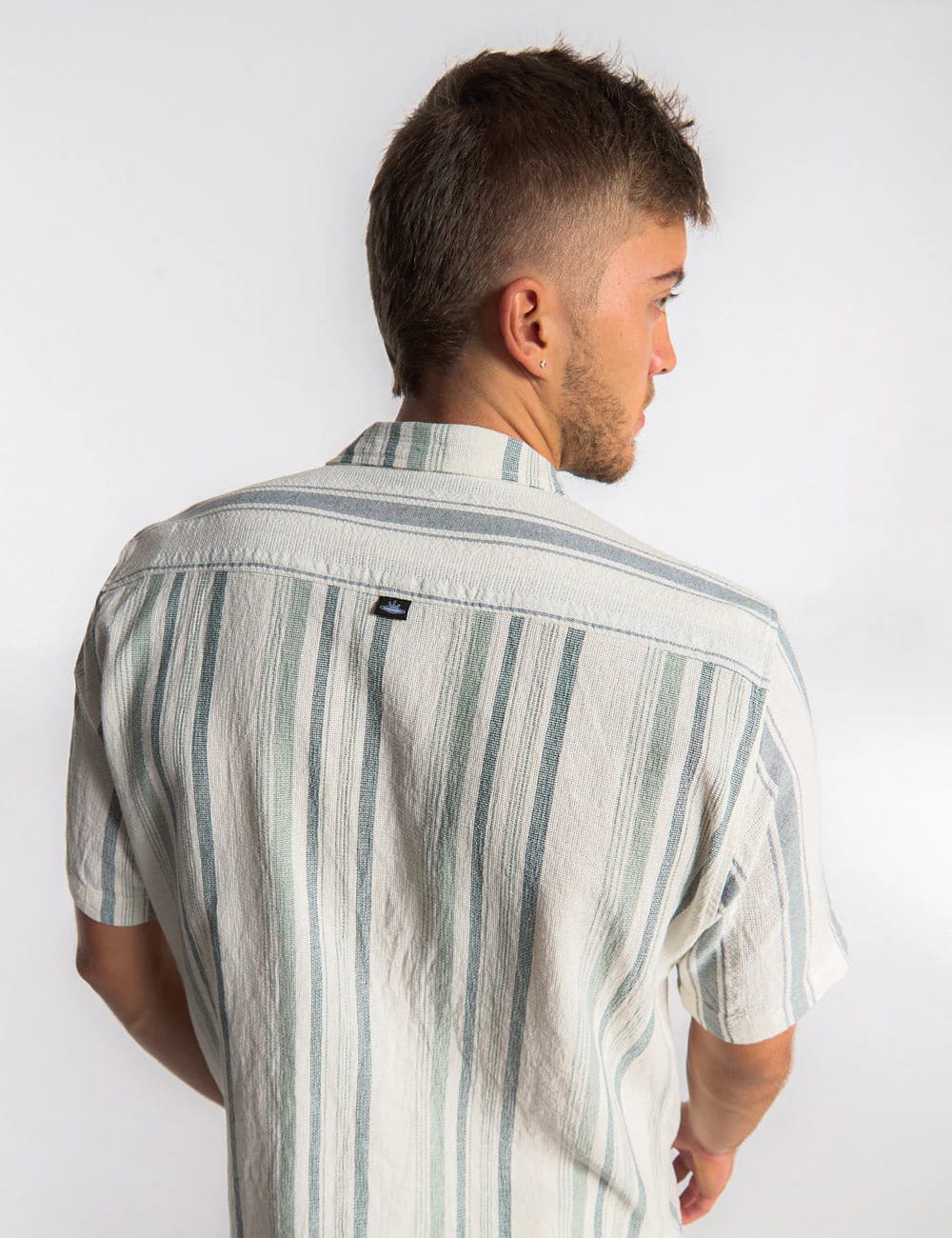 Camisa Cuello Sport manga corta Surf line crudo + verde Hombre - imagen 9