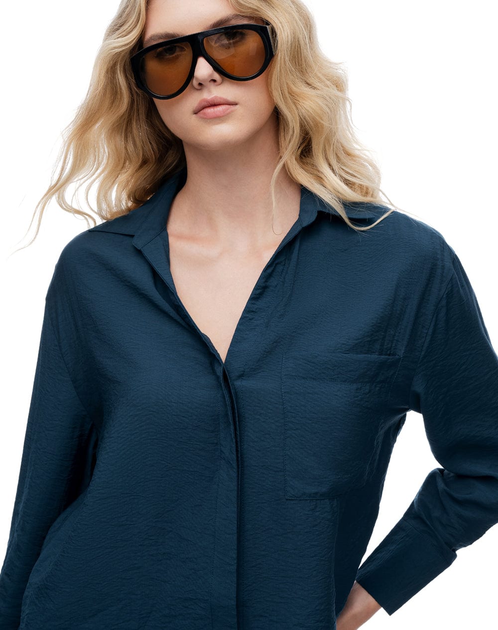 Camisa regular manga larga azul mujer - imagen 4