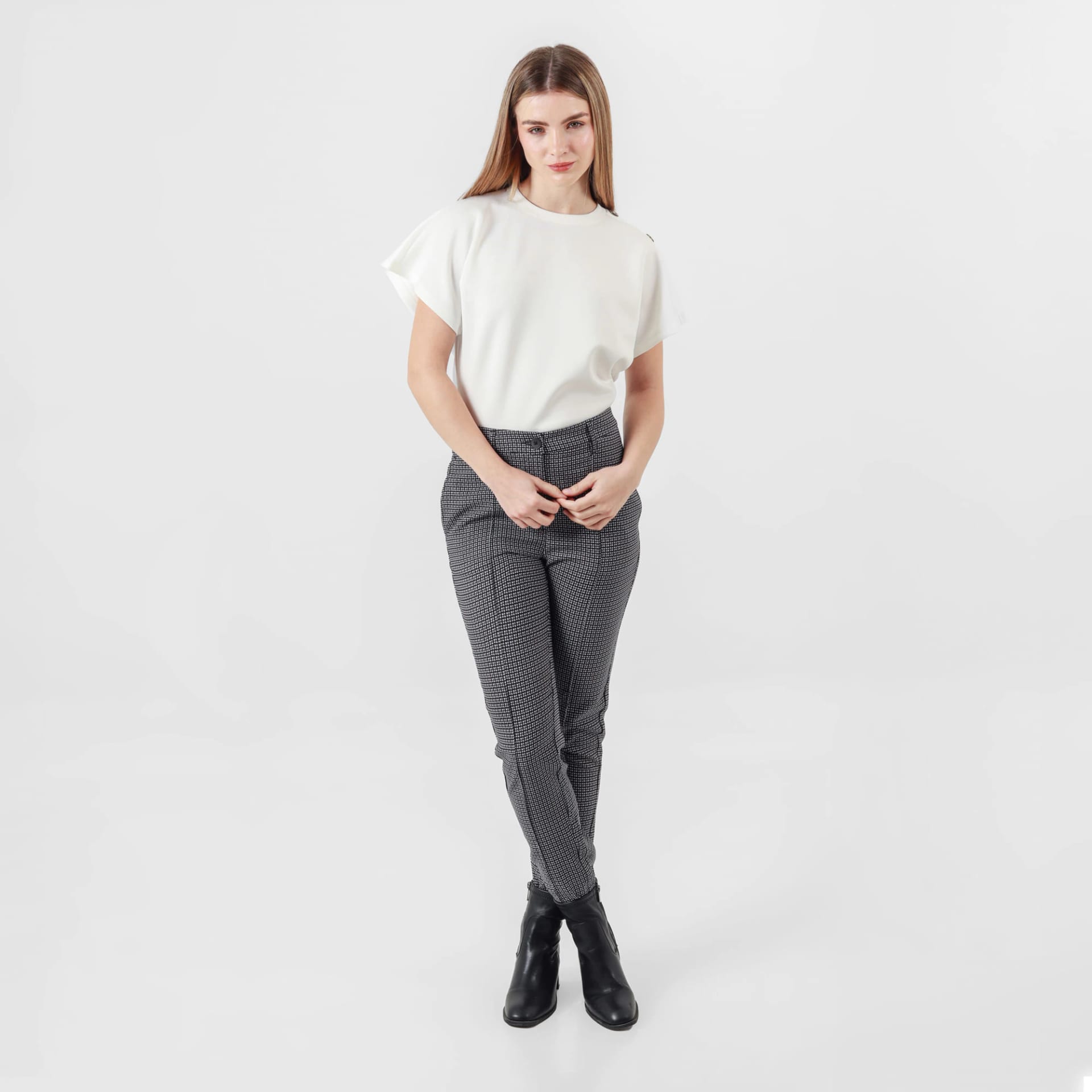 Pantalón estampado gallineto ajustado bota skinny - imagen 1