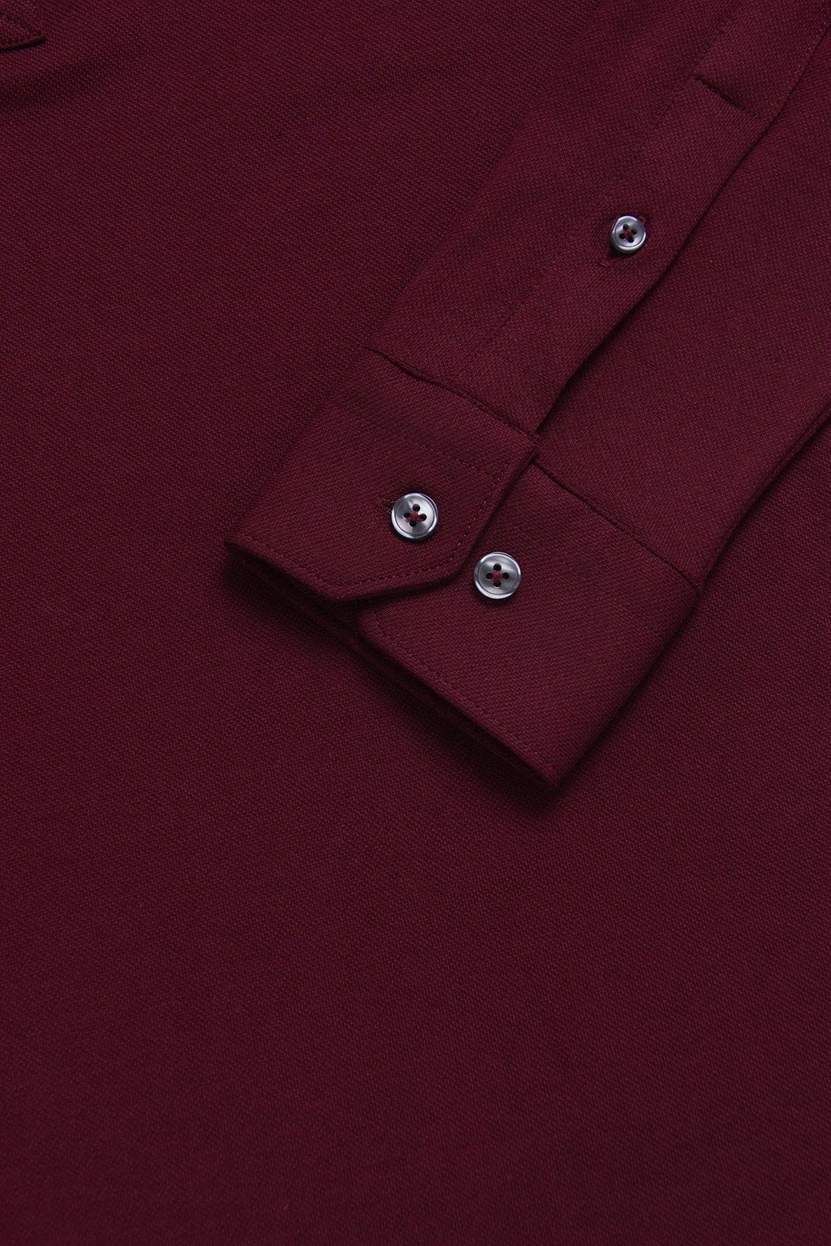 Camisa Piqué Polera Algodón Borgoña - imagen 3