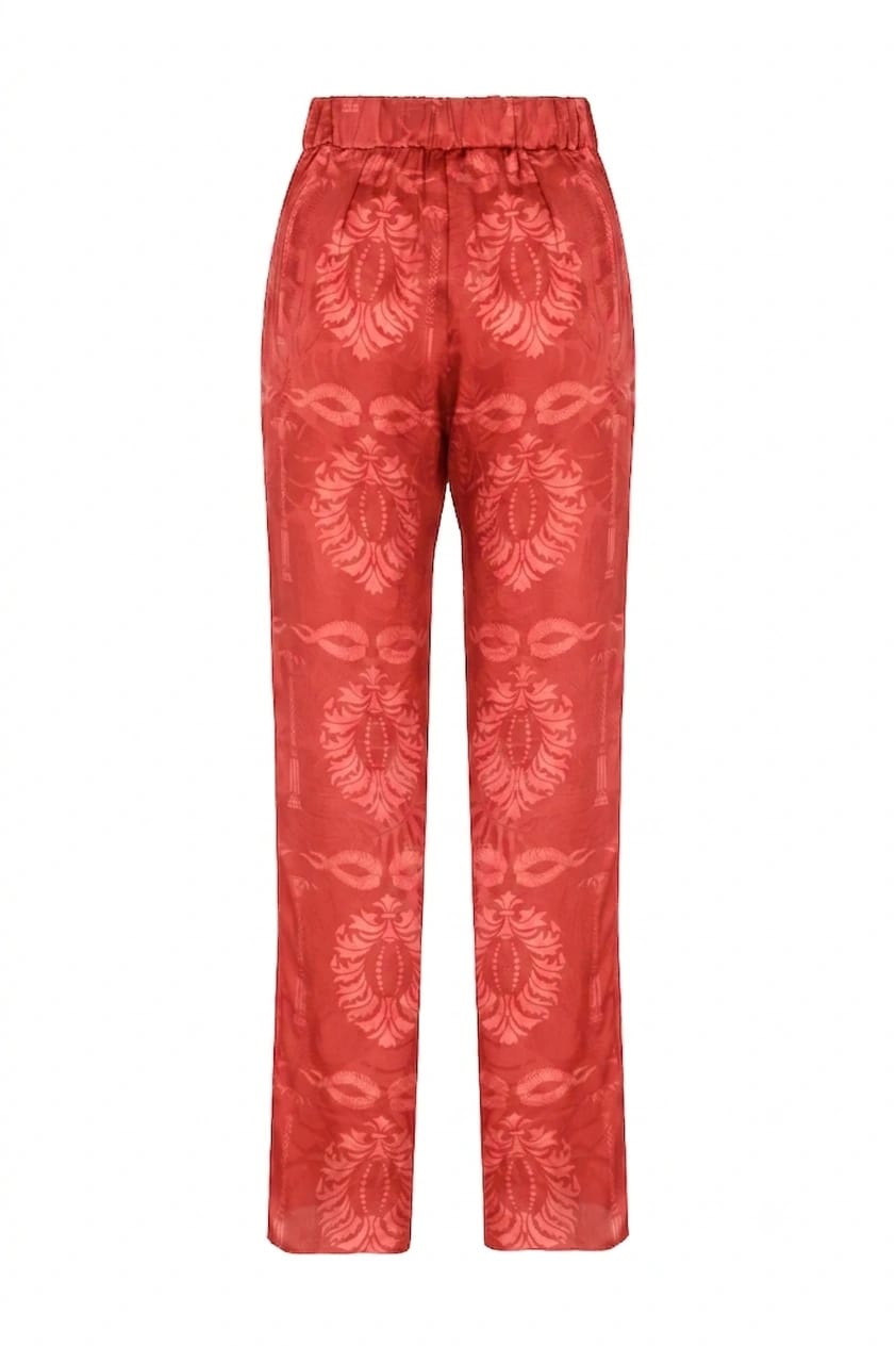 Santo Tomas Jacquard Silk Pants / Red Exclusivo - imagen 2