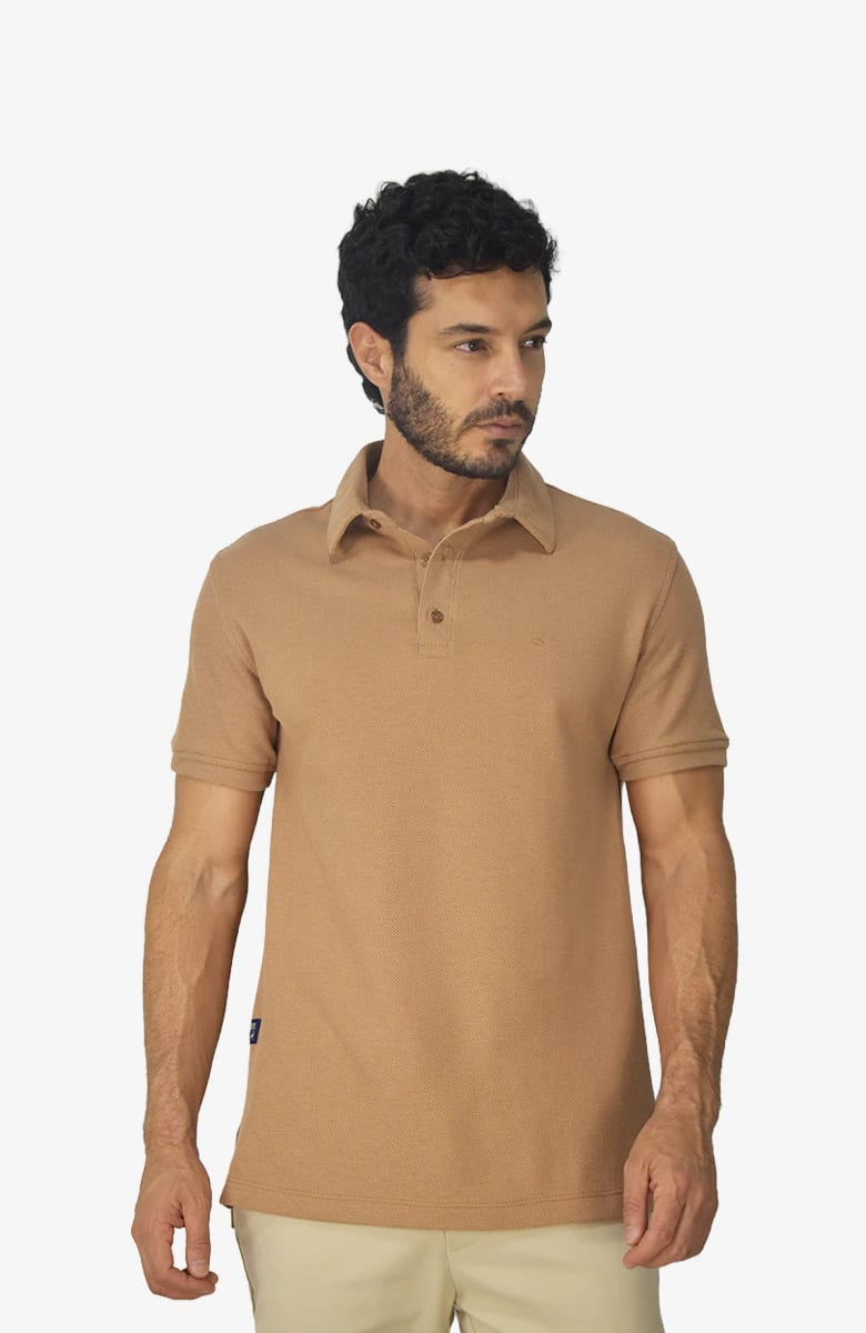 Camiseta polo texturizada Café para Hombre - imagen 1