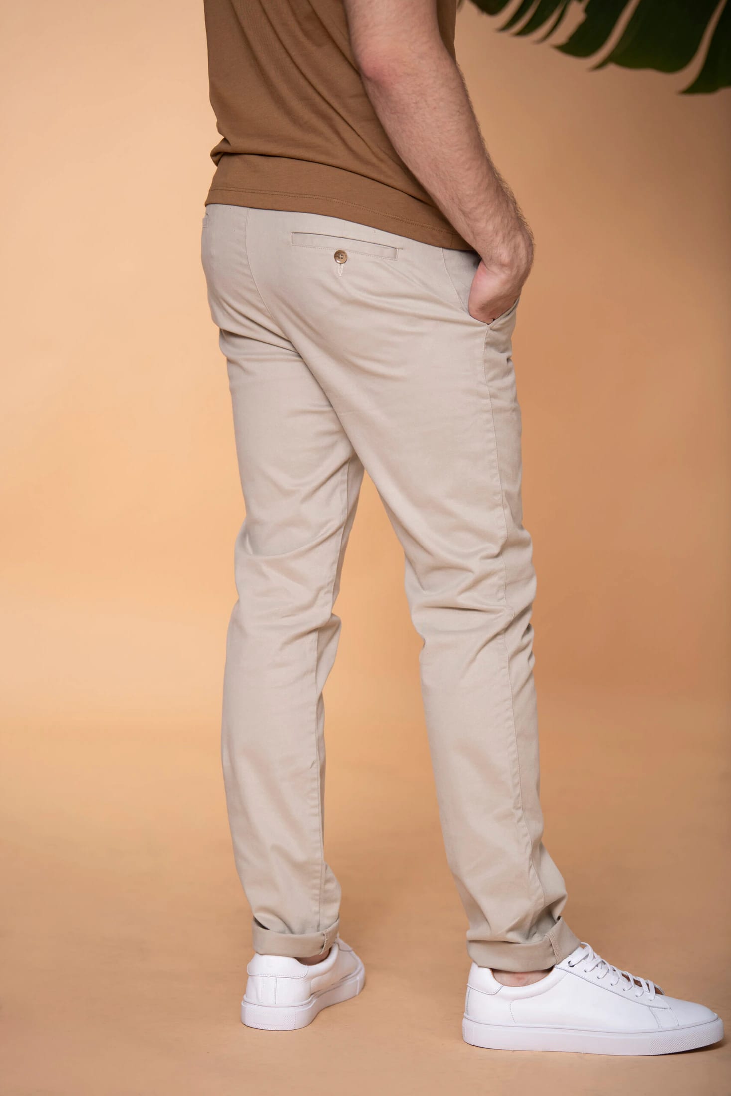 Pantalón Slim Fit Mezcla Algodón Beige - imagen 2