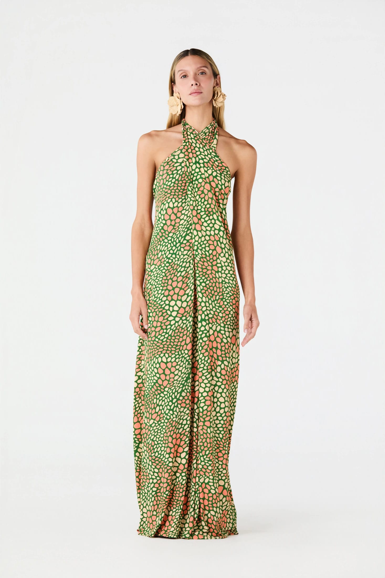 Carey Jersey Maxi Dress / Green Peach Animal Print - imagen 2