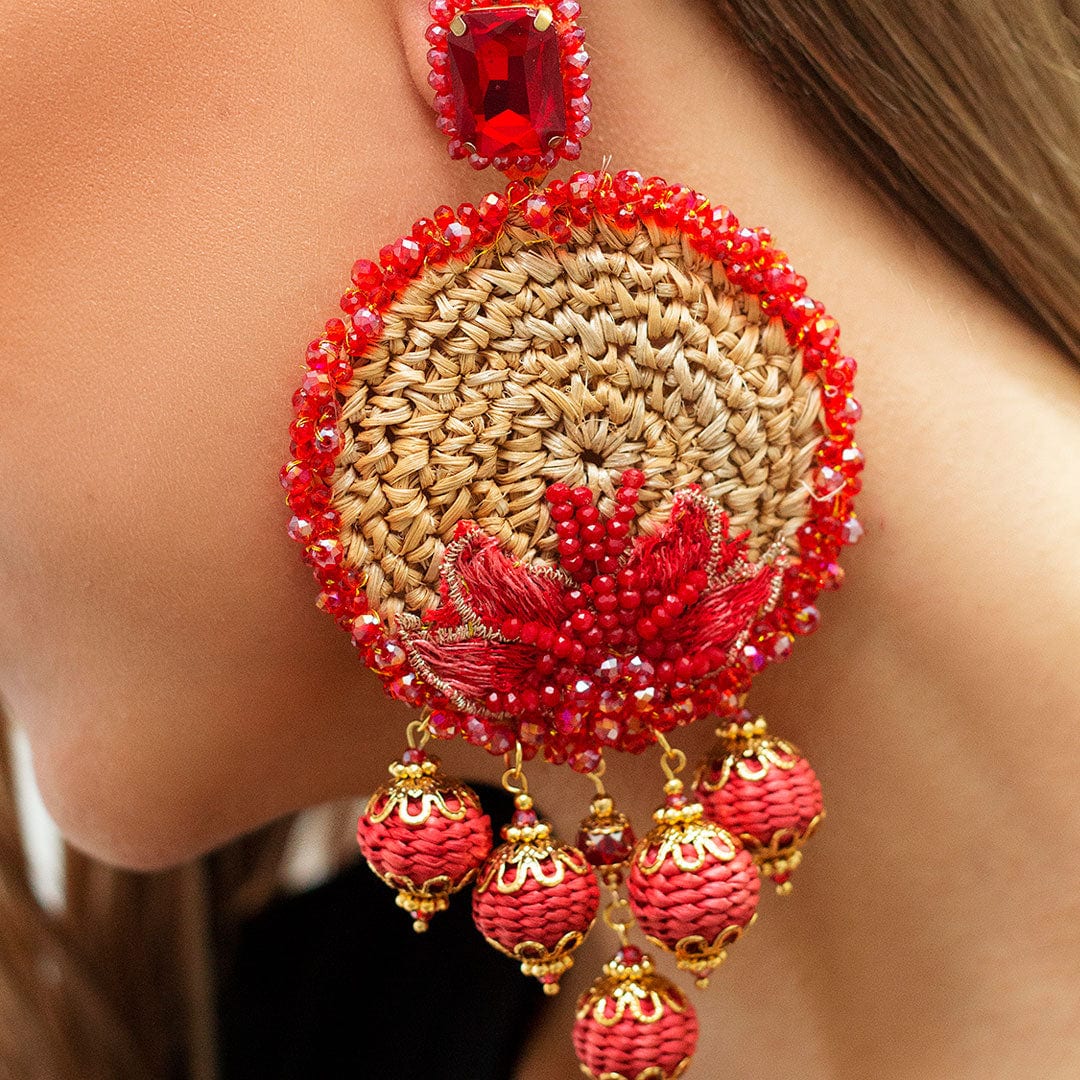 Red Whole Moon Earrings - imagen 1