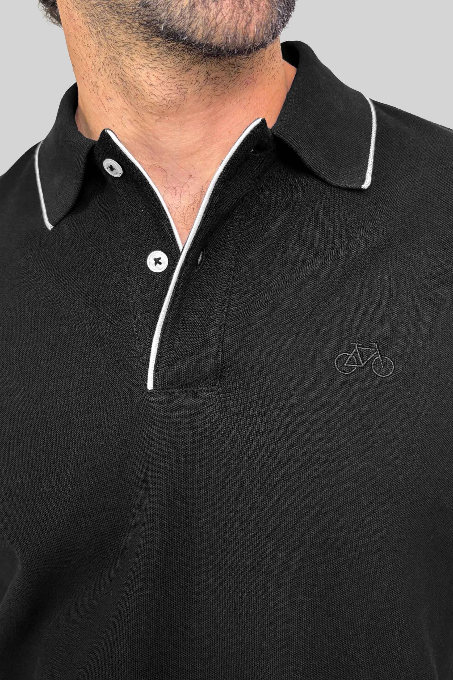 POLO RIB MANGA CORTA NEGRA - imagen 2