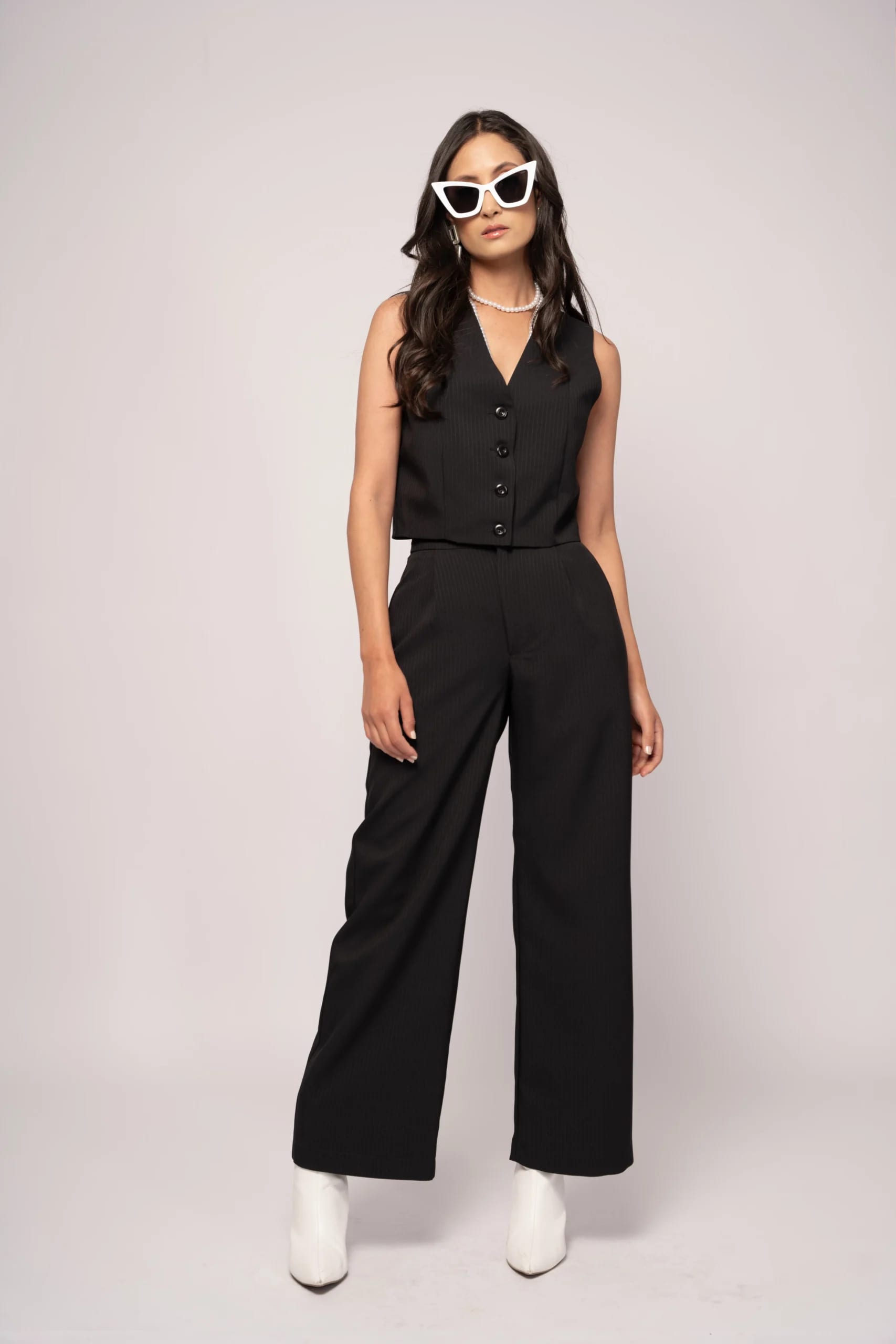Pantalón Tailoring Raya Tiza Negro - imagen 1