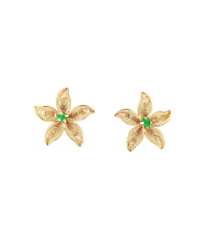 Aretes filigrana y esmeralda, estrella de mar - imagen 1