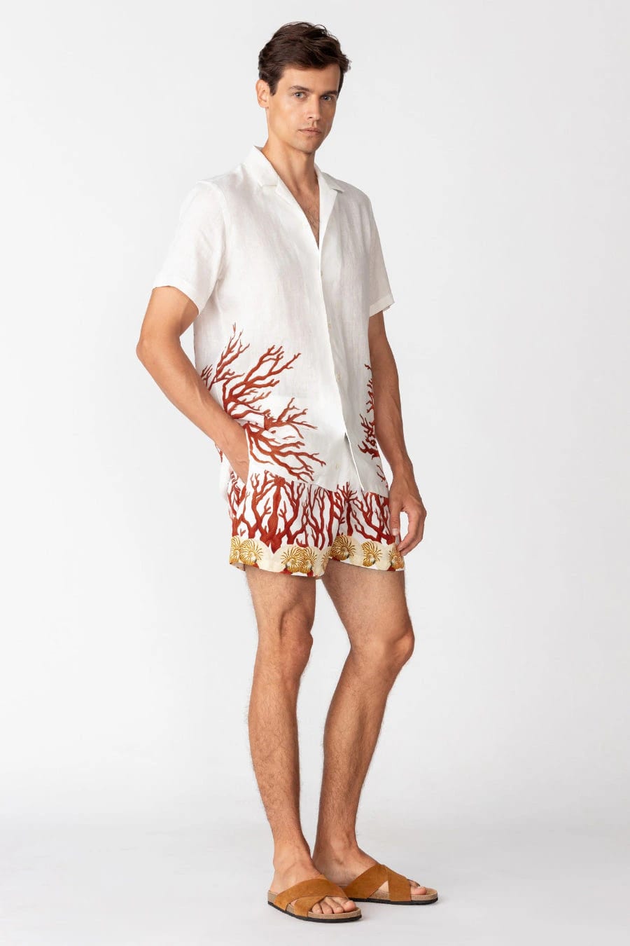 Men's linen shirt white atlantis - imagen 3