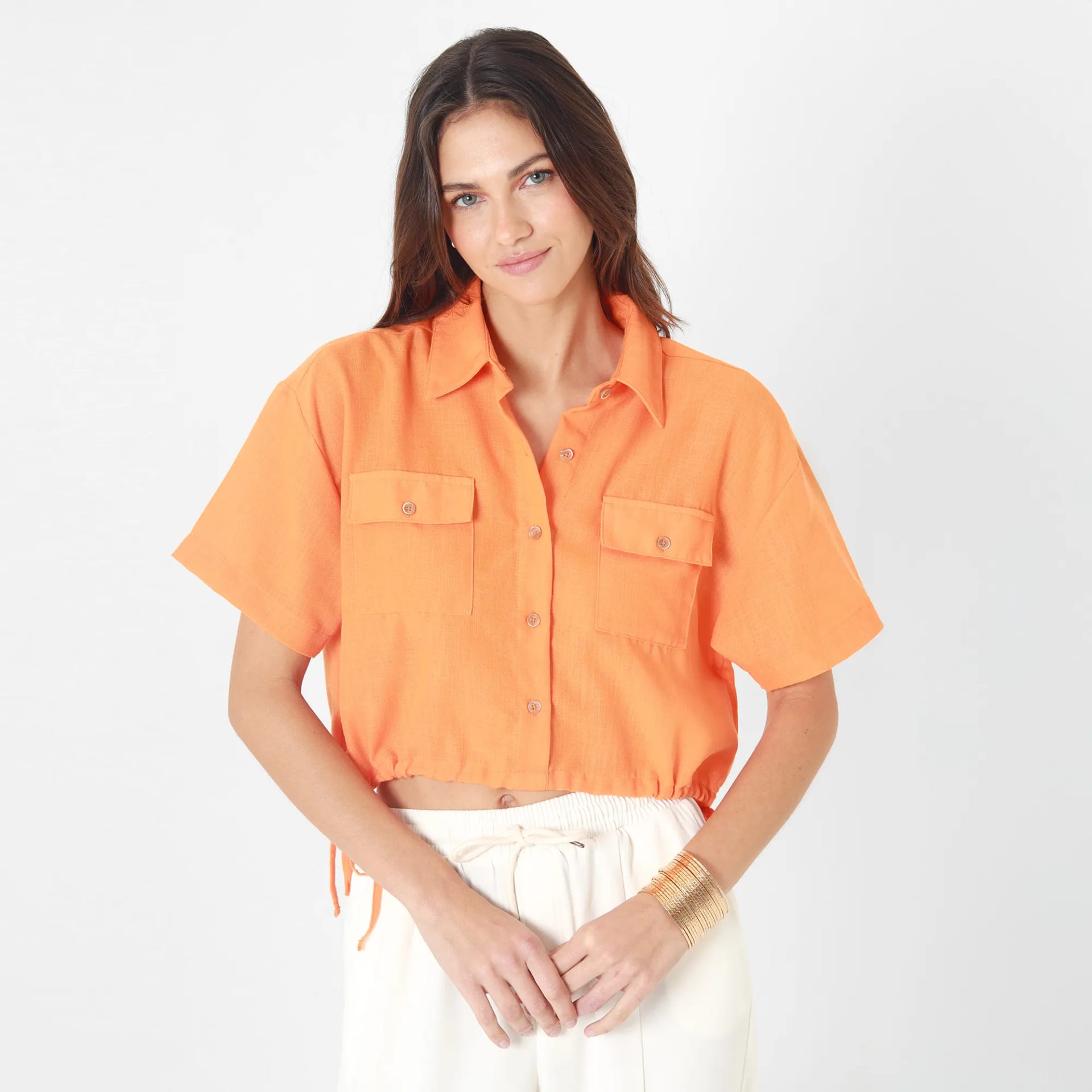 Blusa Cuello Camisero Manga Corta - imagen 5