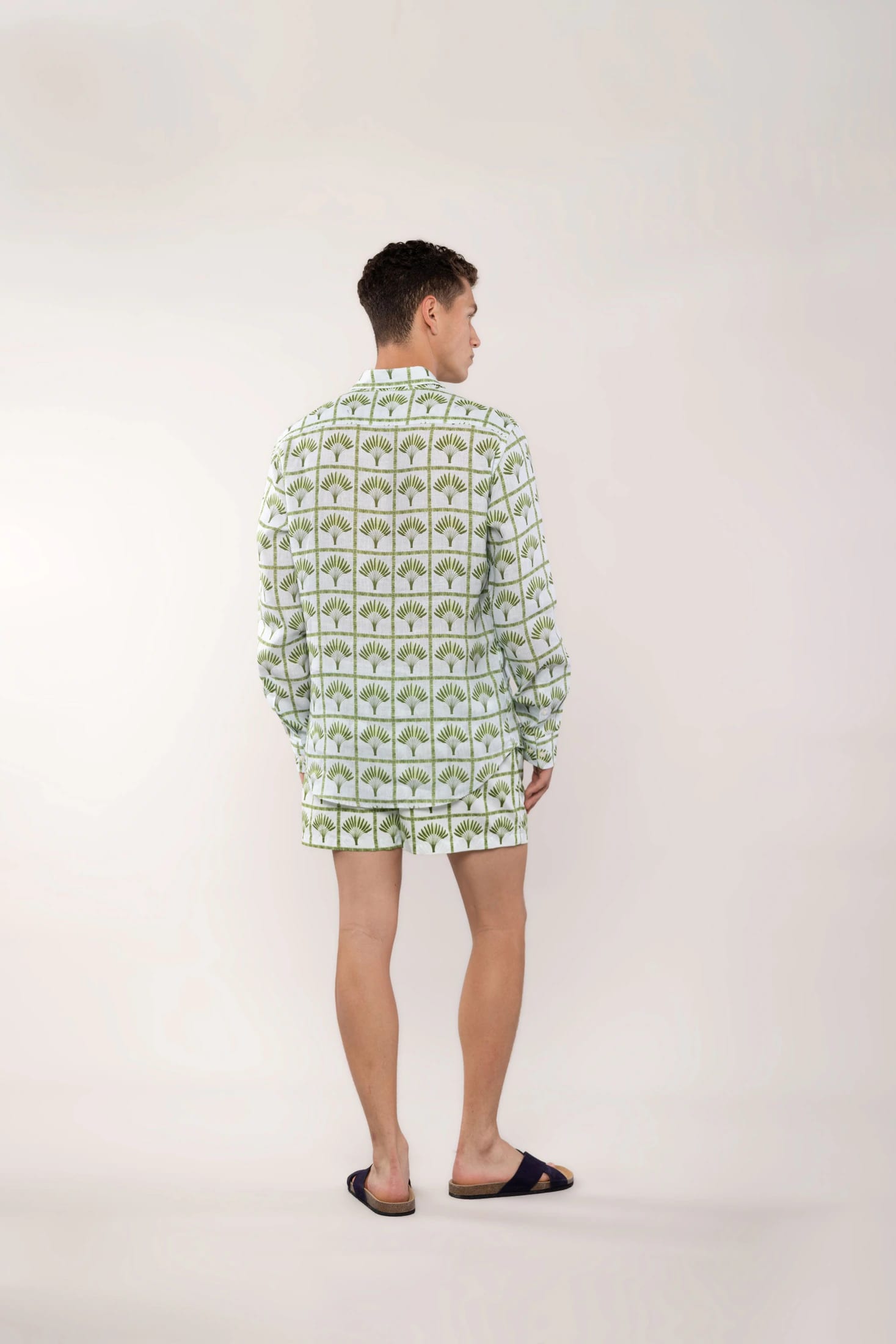 Men's linen shirt green palmar - imagen 4