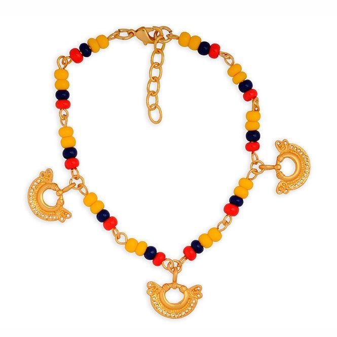 Pulsera colombia con 3 dijes nariguera serpiente de dos cabezas tairona - imagen 1